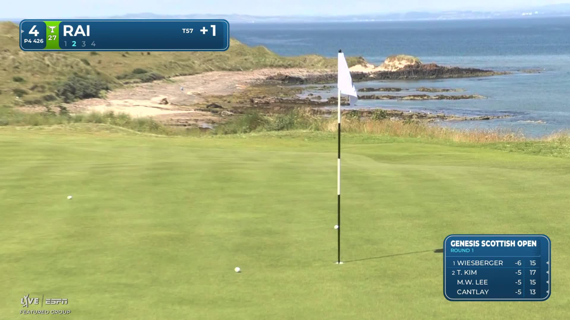Aaron Rai gets up-and-down from 171 yards for birdie on No. 4 at Genesis Scottish Open
