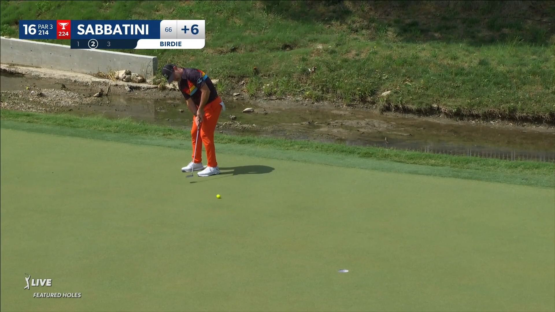 Rory Sabbatini holes 15-footer for birdie at Charles Schwab