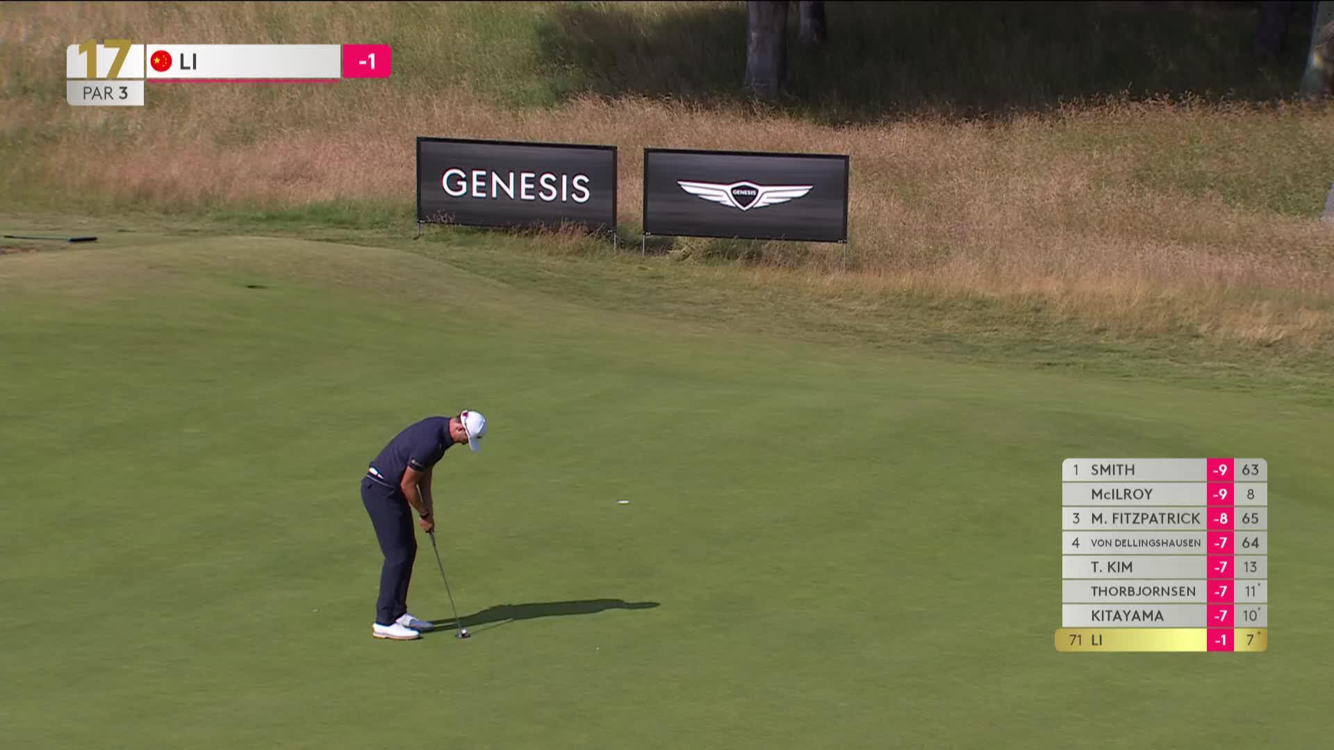 Haotong Li hits tee shot to 12 feet, sets up birdie on No. 17 at Genesis Scottish Open
