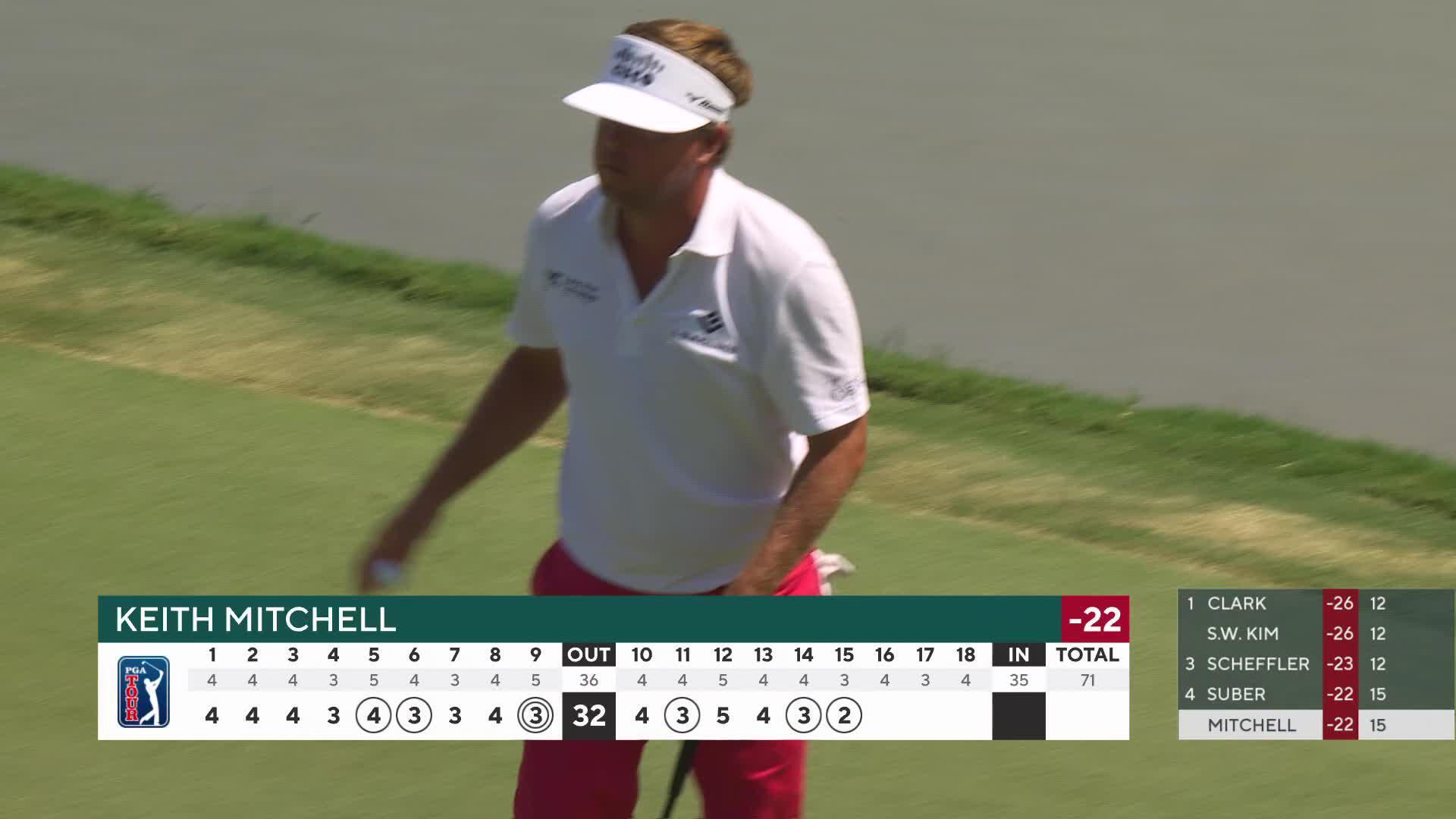 Keith Mitchell sinks 19-foot putt for birdie on No. 15 at THE CJ CUP
