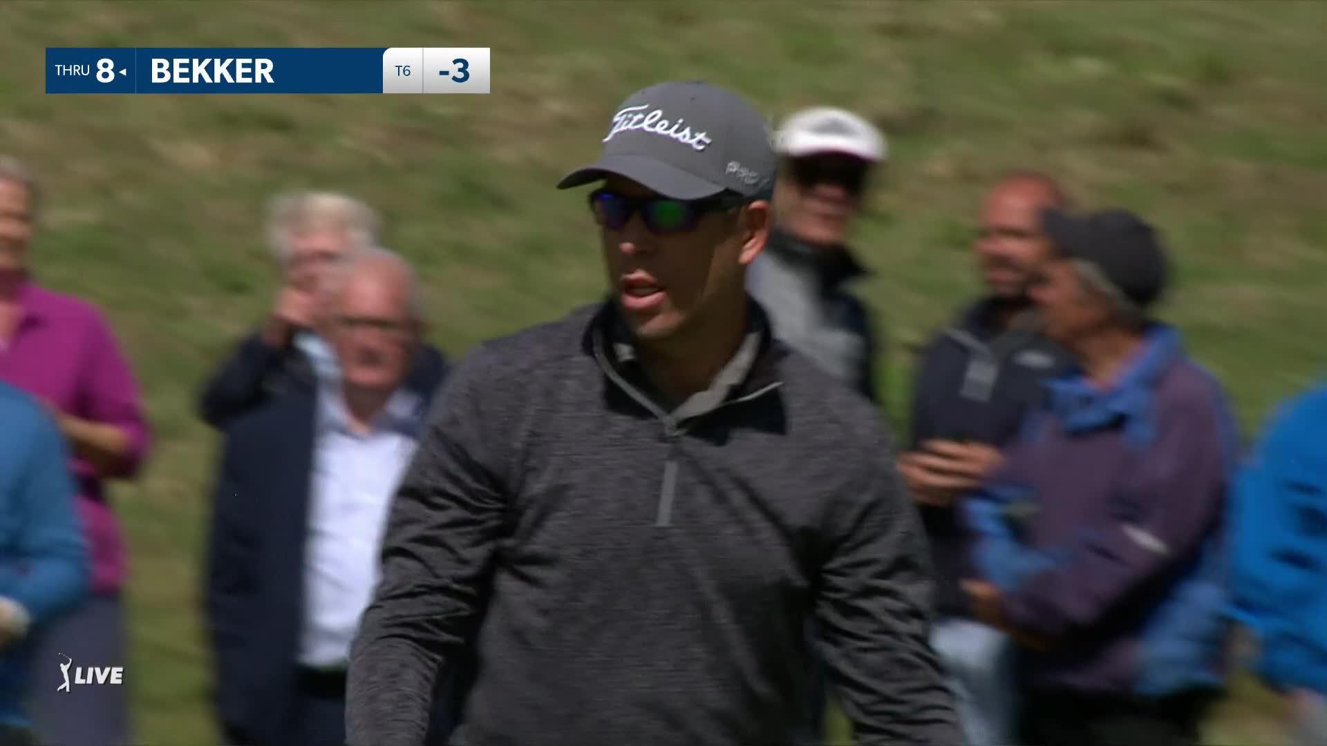 Oliver Bekker sinks a 24-foot putt for birdie at Genesis Scottish Open