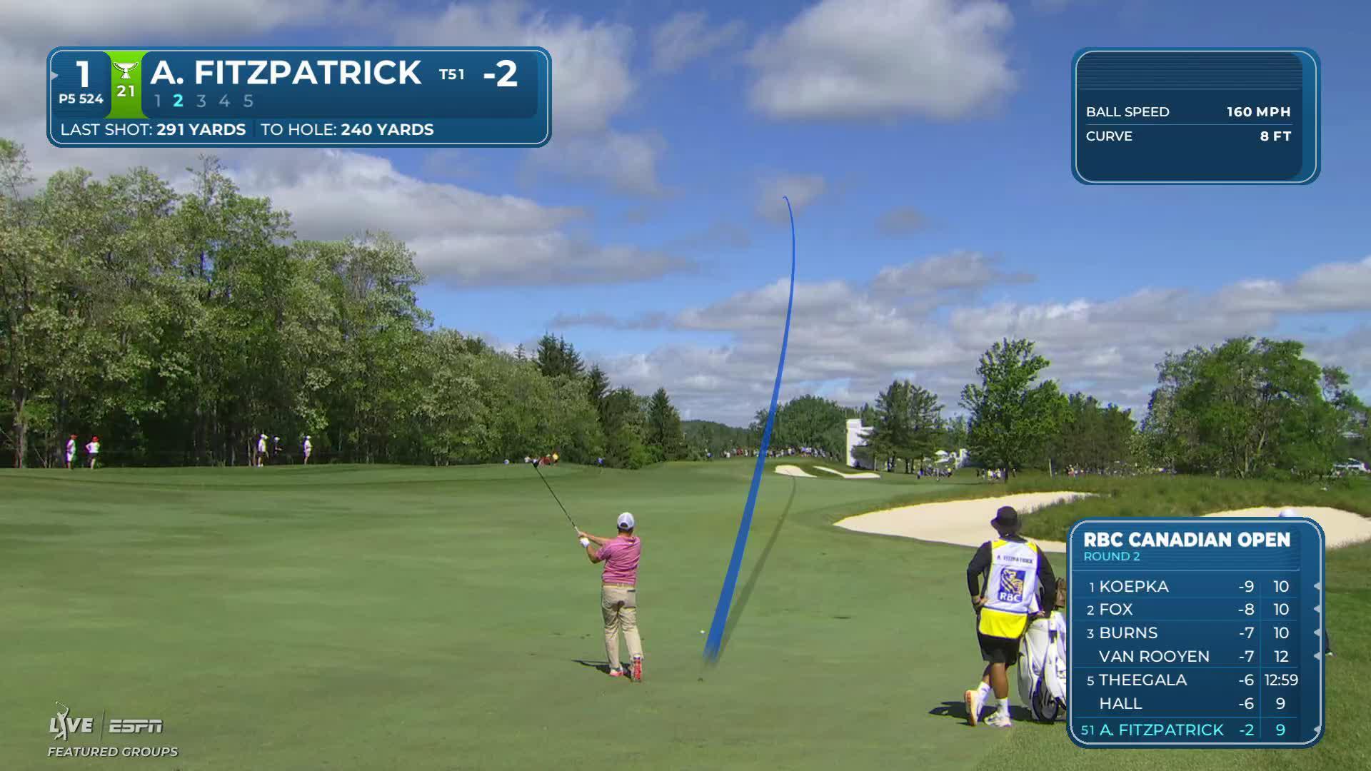 Alex Fitzpatrick sinks 14-inch putt for birdie on No. 1 at RBC Canadian