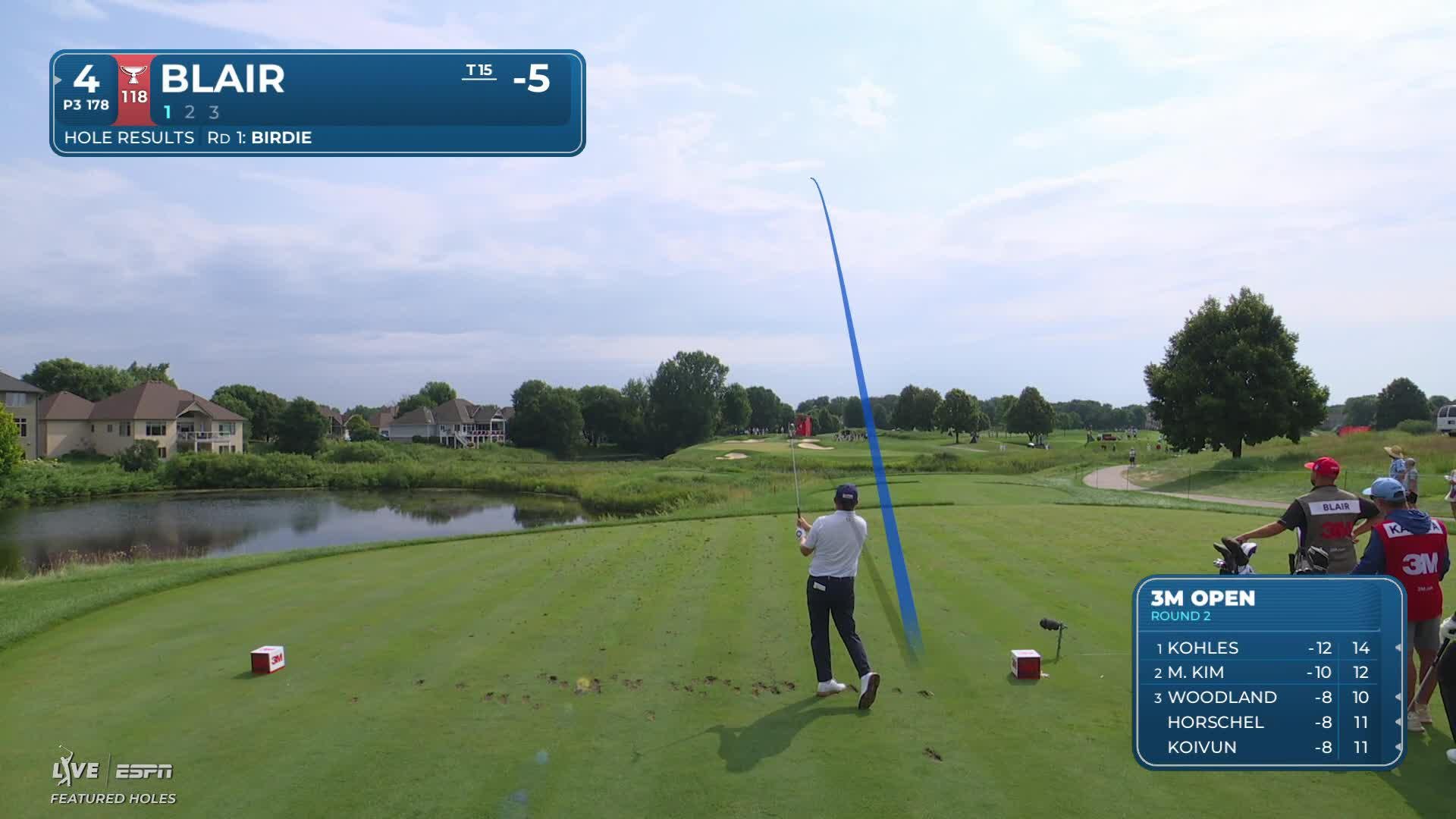 Zac Blair sinks 19-foot birdie putt on No. 4 at 3M Open
