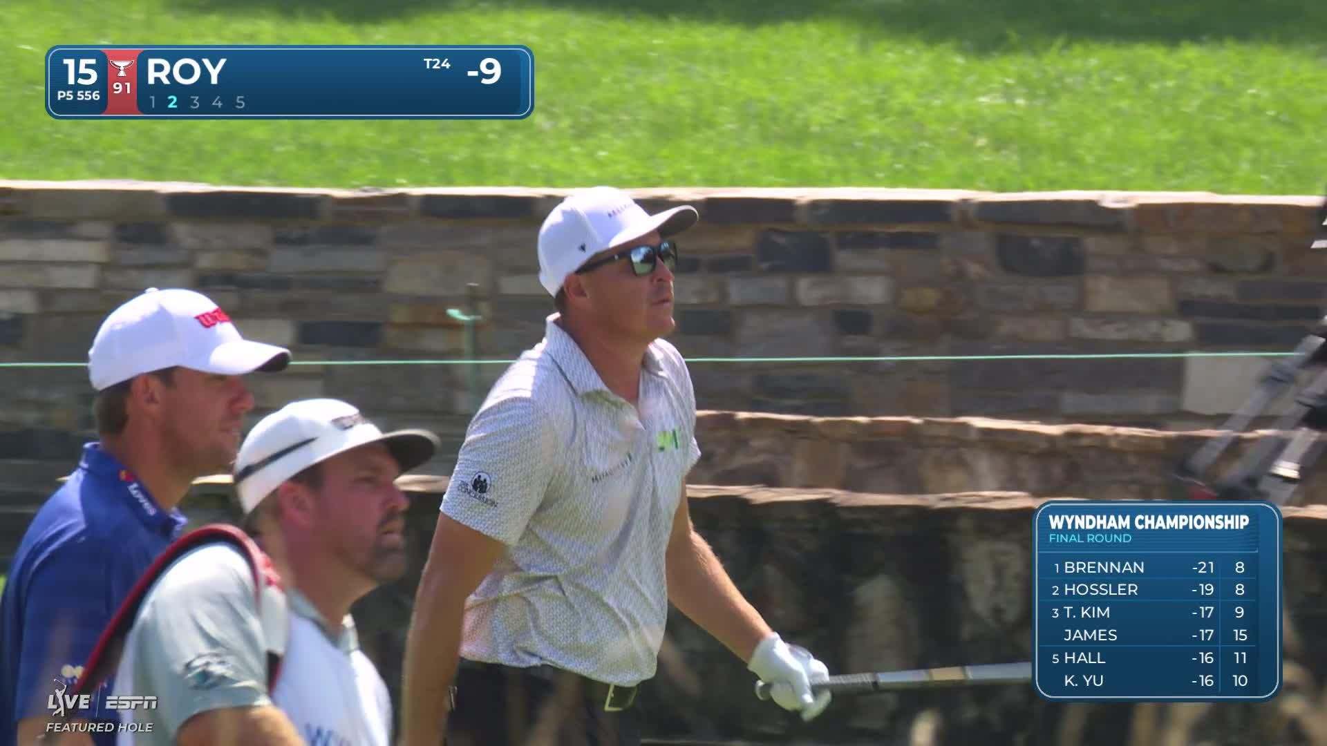 Kevin Roy sinks 4-foot putt for birdie on No. 15 at Wyndham