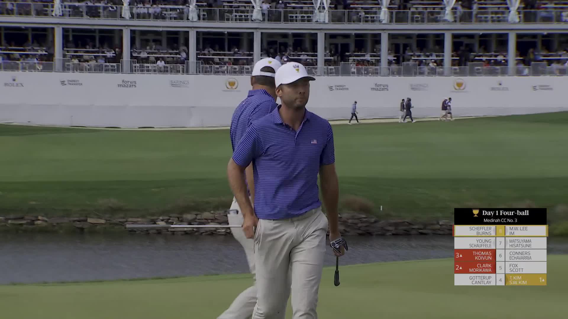Sam Burns makes birdie on No. 9 at the 2026 Presidents Cup