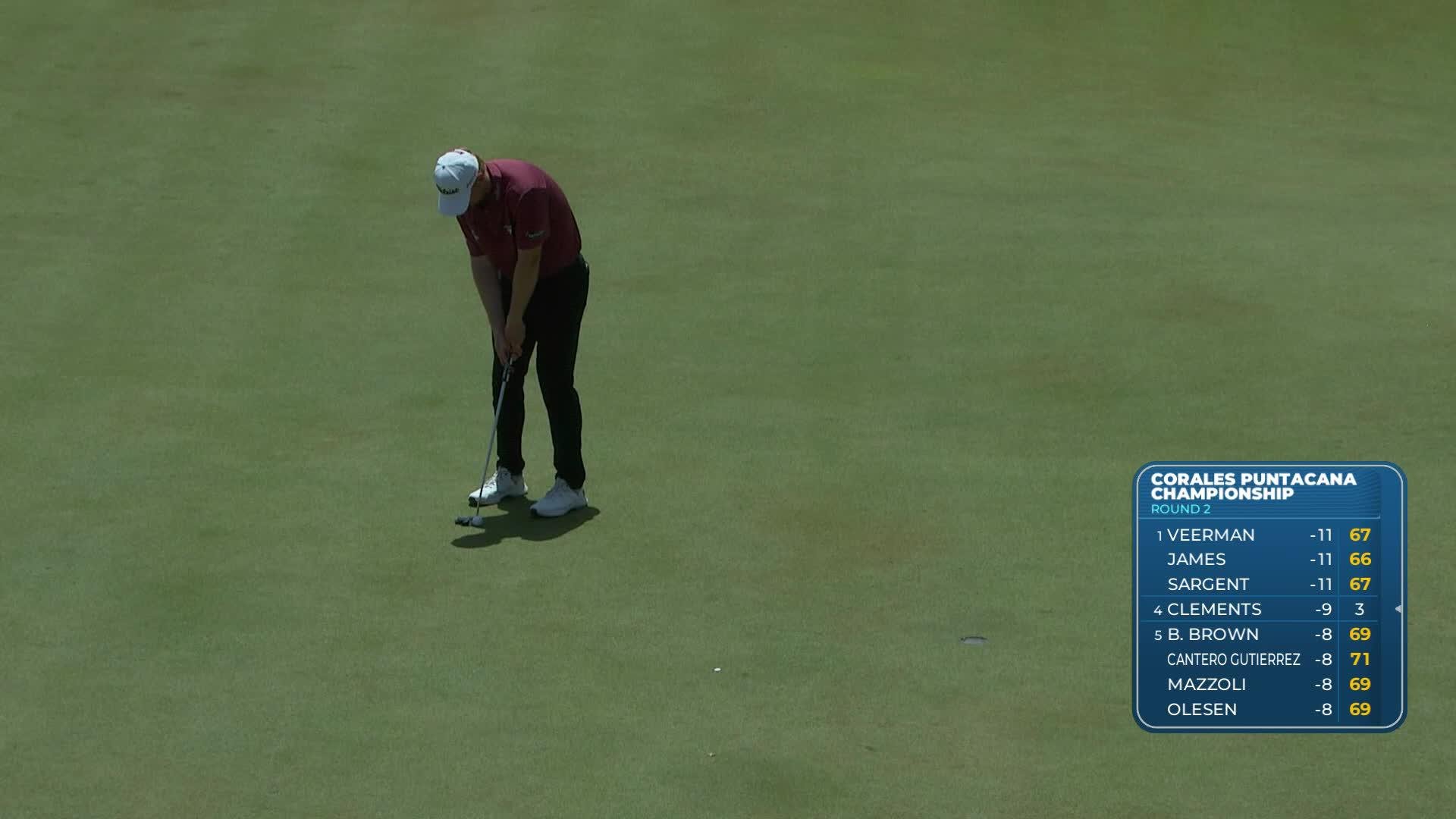 Hayden Springer sinks 9-foot birdie putt on No. 18 at Corales Puntacana