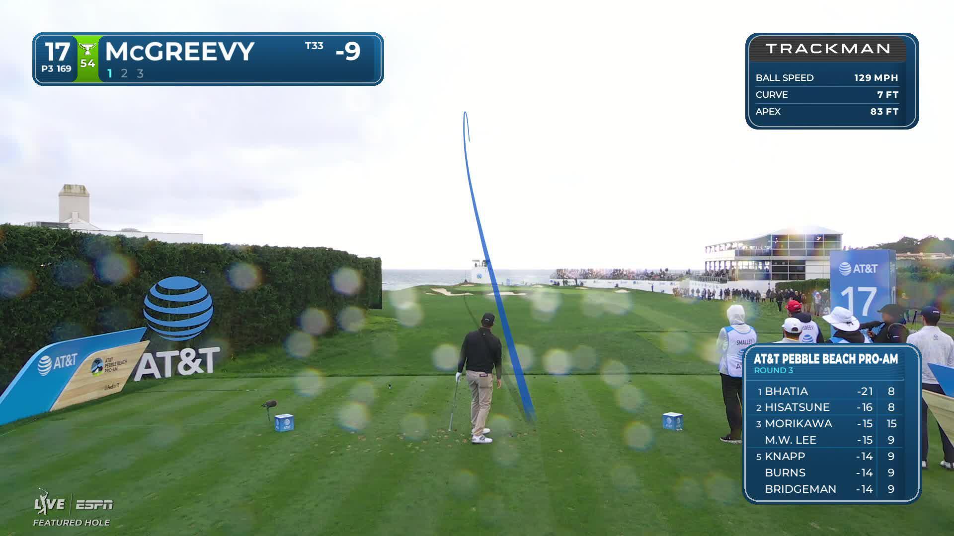 Max McGreevy hits 169-yard approach to 10 feet, sets up birdie on No. 17 at AT&T Pebble Beach
