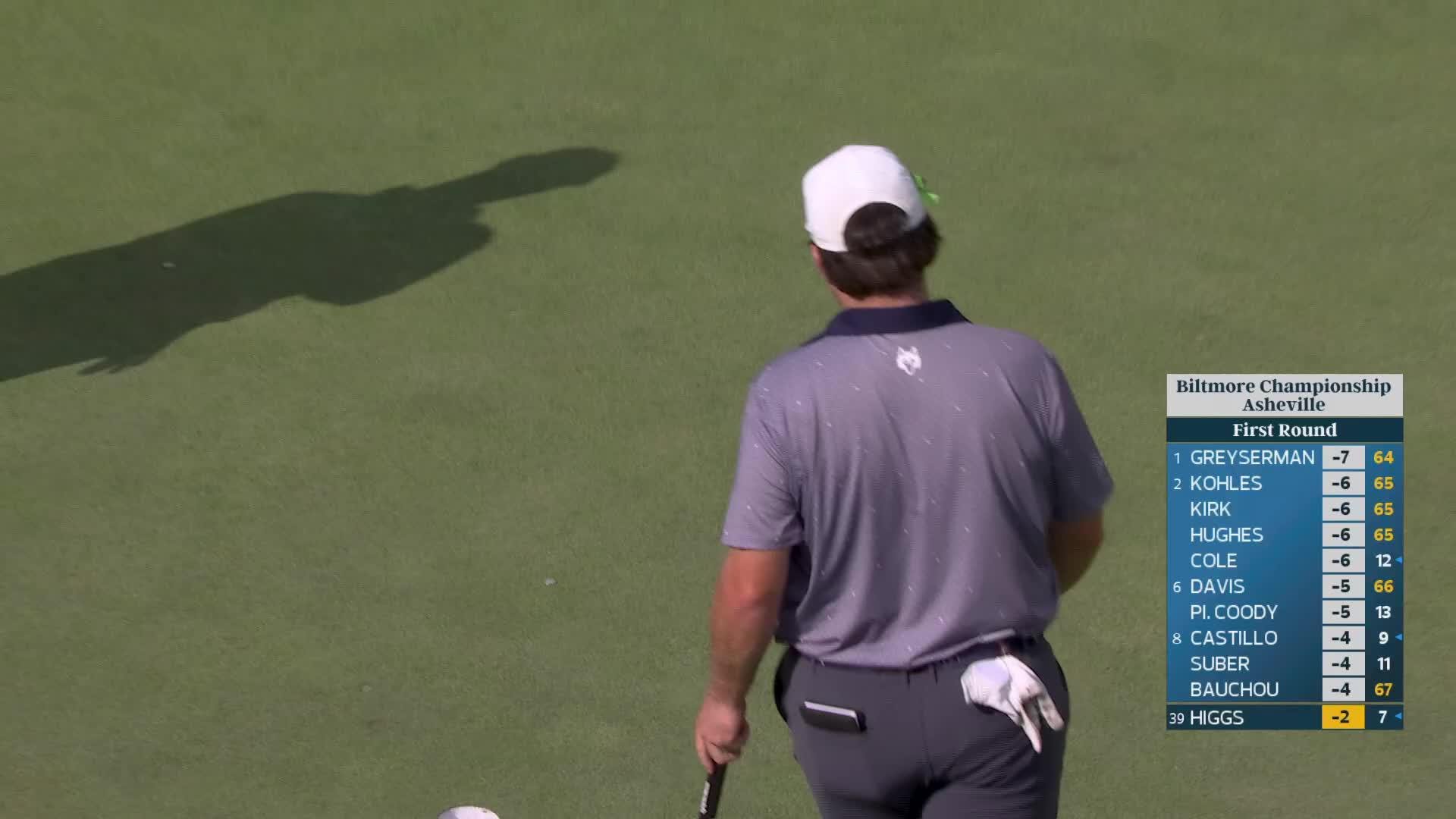 Harry Higgs holes 17-foot shot for eagle on No. 17 at Biltmore Championship