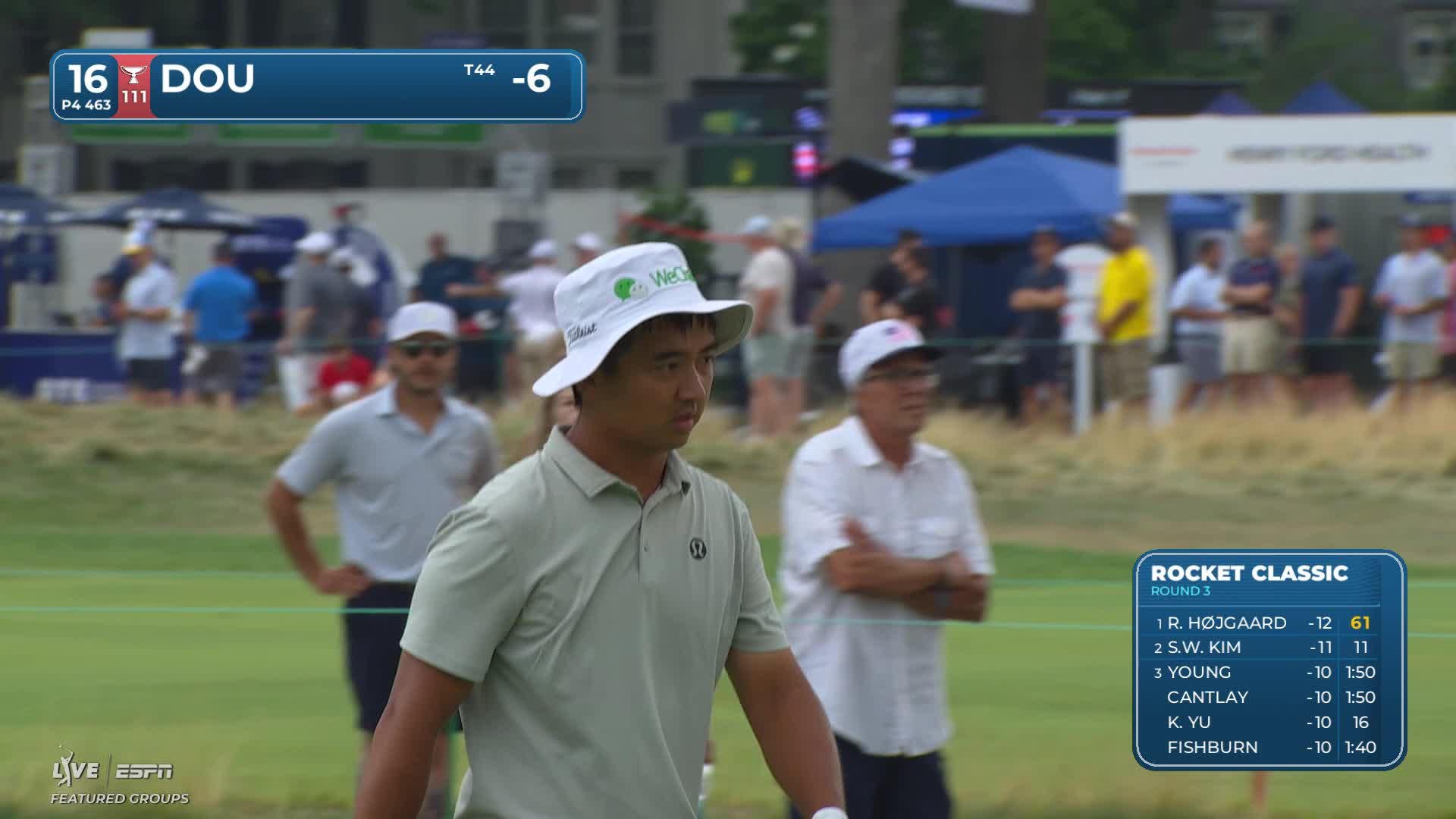 Zecheng Dou's 167-yard approach sets up birdie on No. 16 at Rocket Classic
