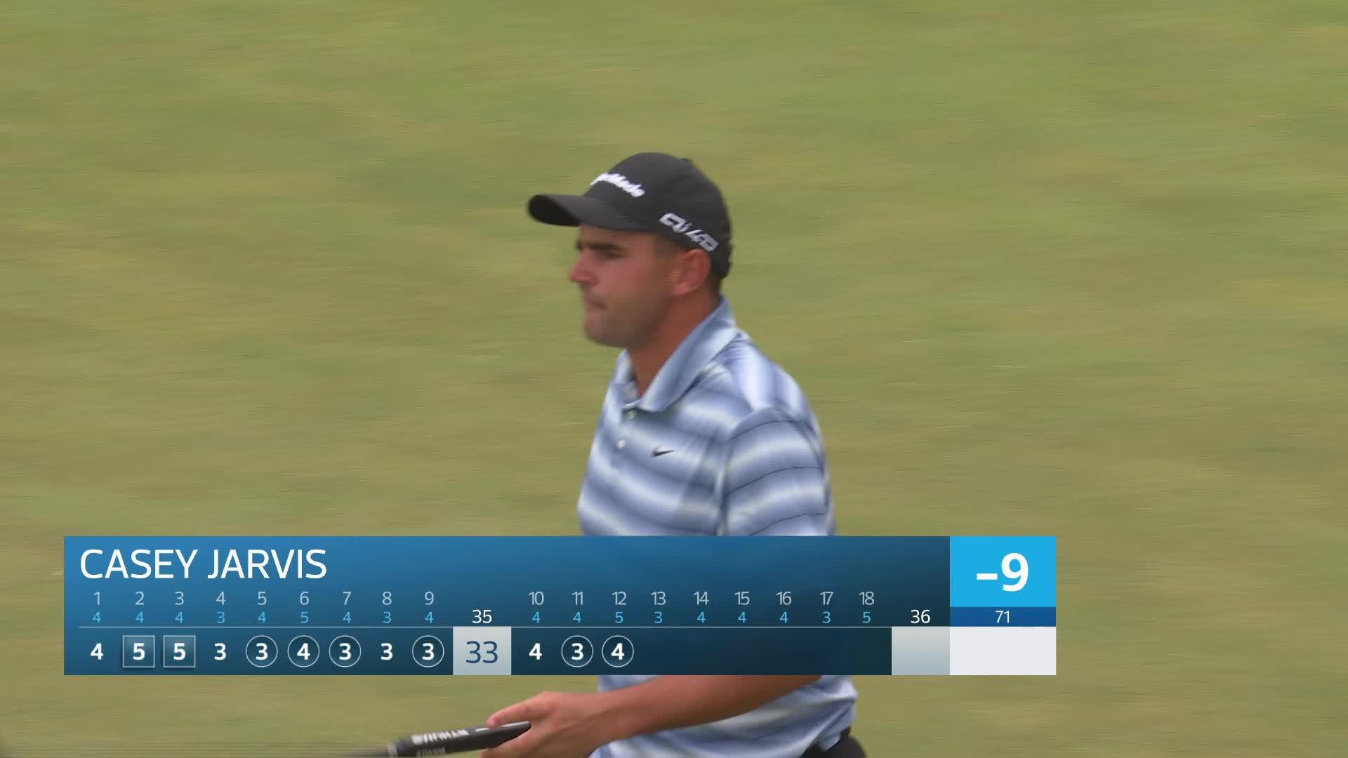 Casey Jarvis sinks 11-foot birdie putt on No. 12 at 3M Open