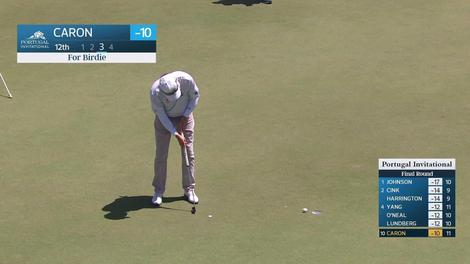 Jason Caron makes birdie on No. 12 at Portugal Invitational