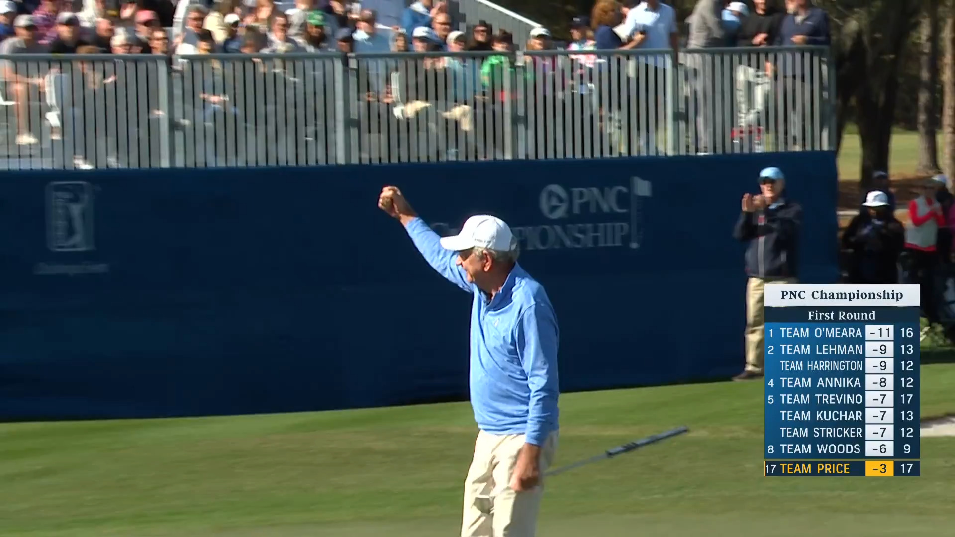 Nick Price holes unbelievable eagle putt at PNC Championship