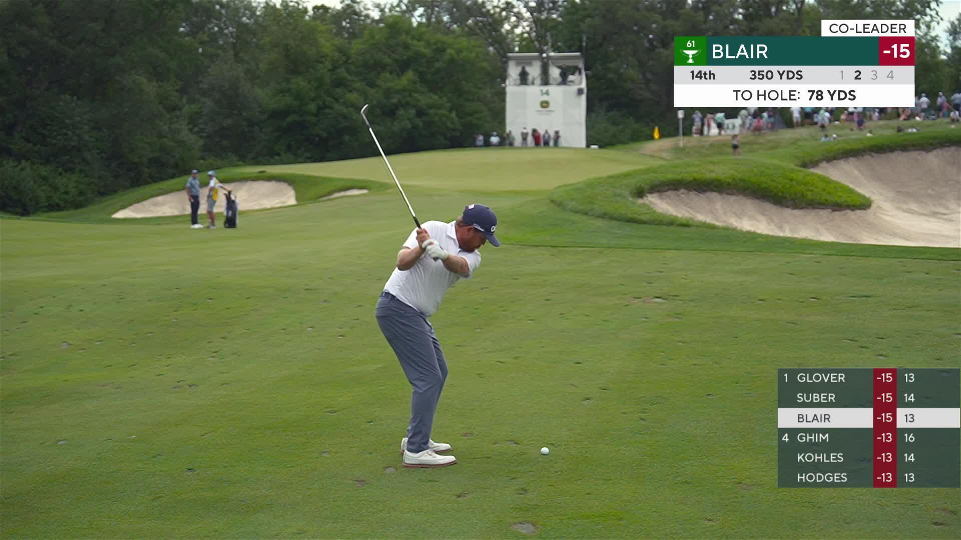 Zac Blair sinks 15-foot birdie putt on No. 14 at John Deere