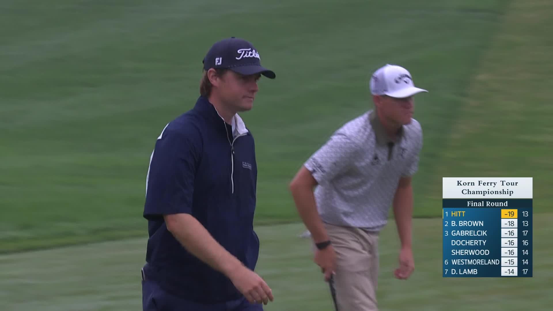 Austin Hitt makes a birdie putt on No. 14 at Korn Ferry Tour Champ