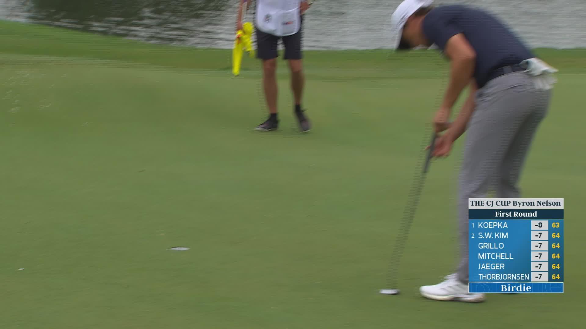 Chan Kim sinks a 29-foot birdie putt on No. 15 at THE CJ CUP