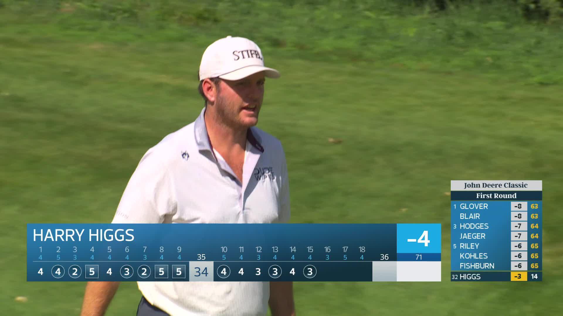 Harry Higgs drains 42-foot birdie putt on No. 15 at John Deere