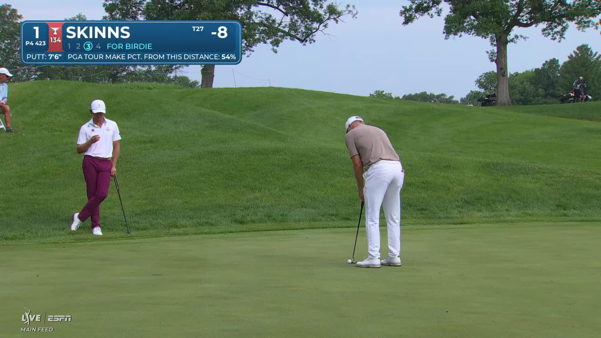 David Skinns drains 8-foot birdie putt on No. 1 at John Deere