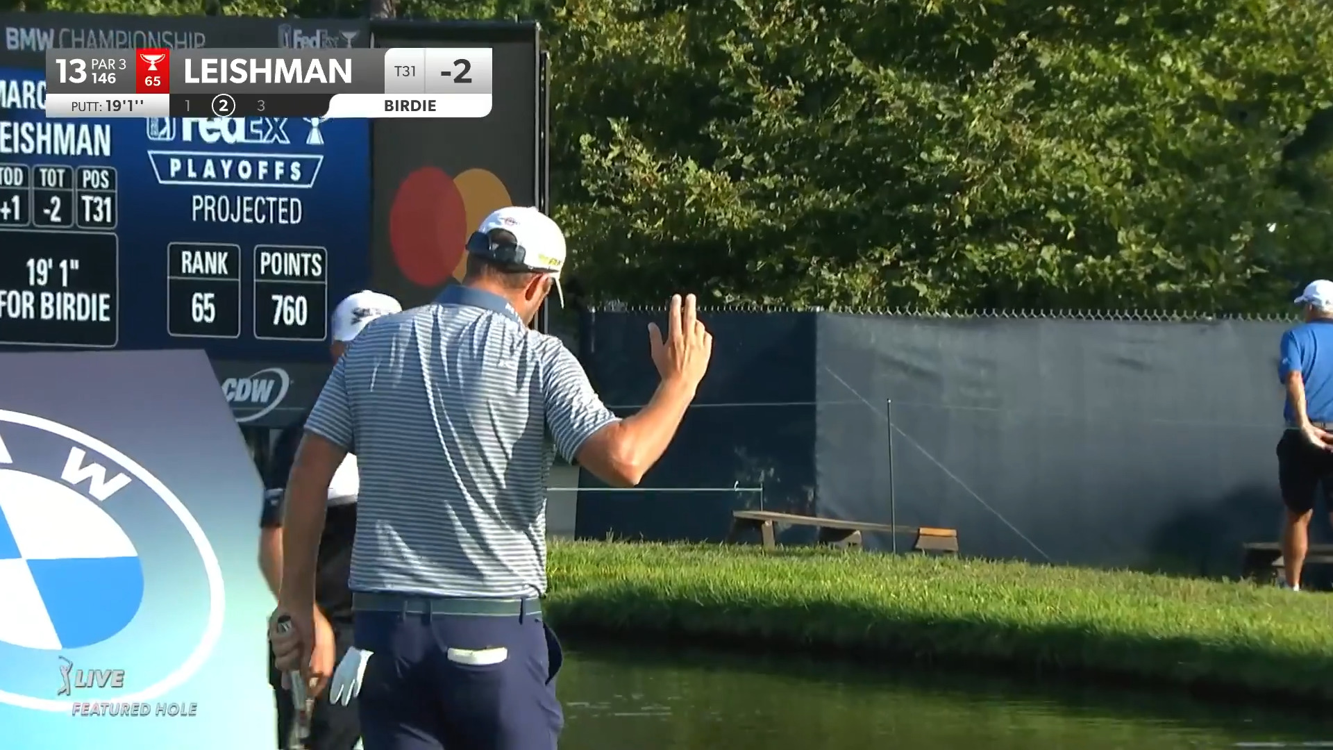 Marc Leishman sinks 19-foot birdie putt at BMW Championship
