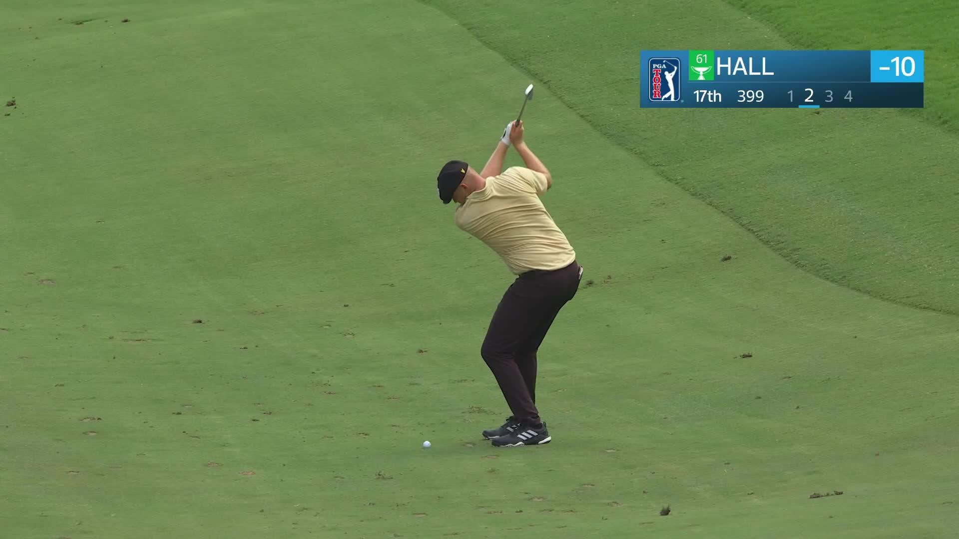 Harry Hall's 97-yard approach sets up birdie on No. 17 at Wyndham