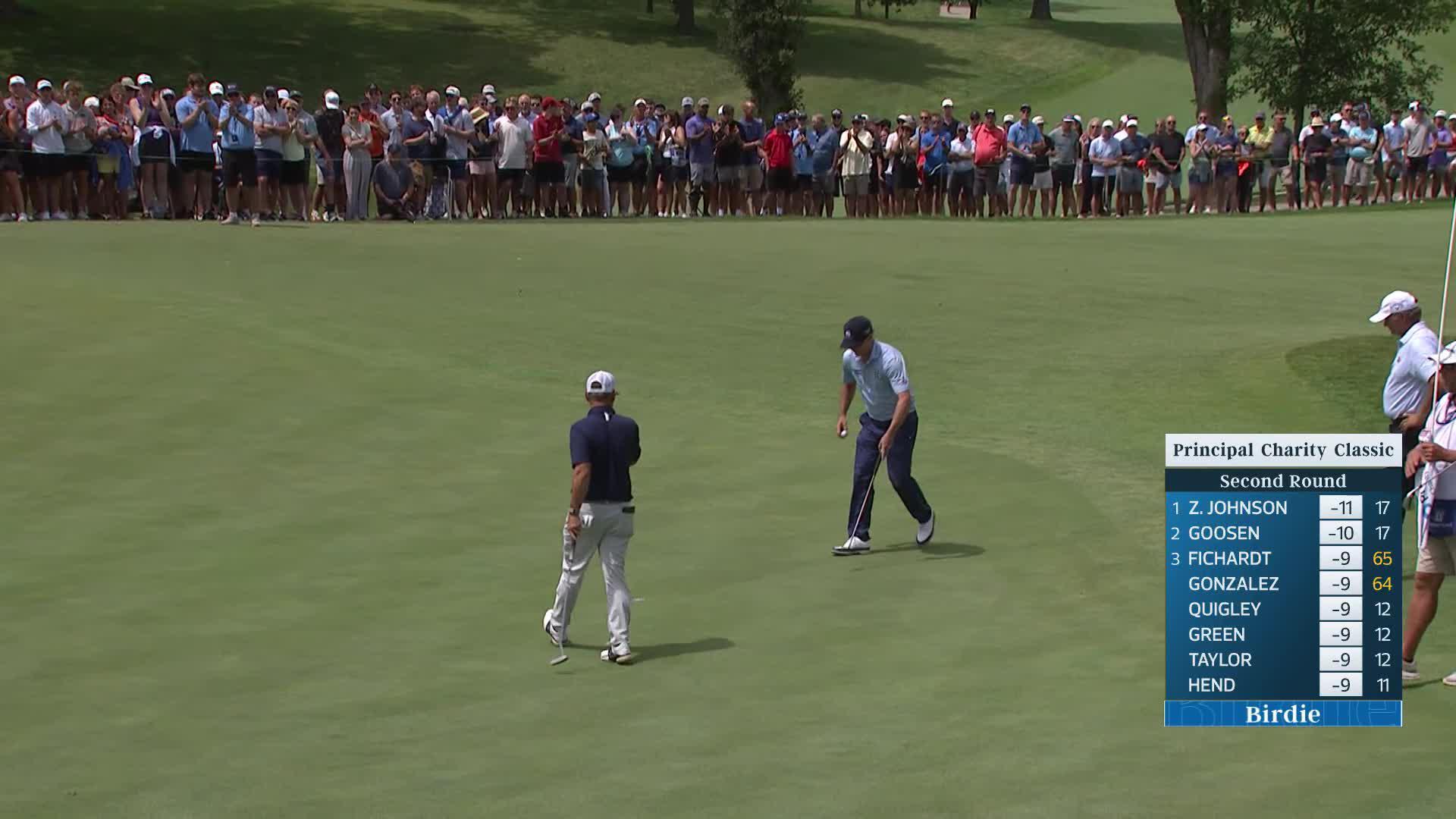 Heath Slocum makes birdie on No. 18 at Principal Charity Classic