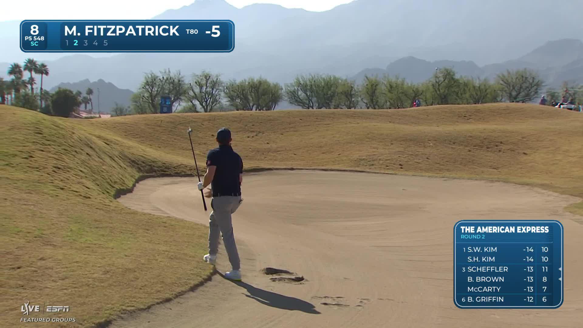 Matt Fitzpatrick taps in from 1 foot for birdie on No. 8 at The American Express