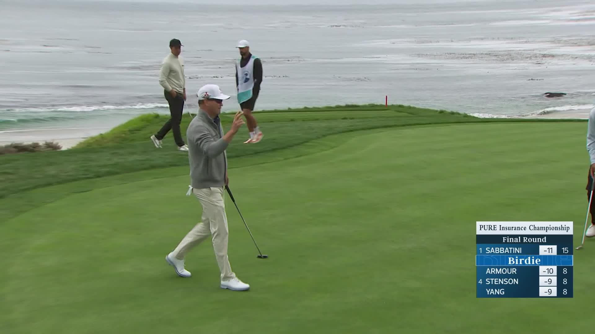 Zach Johnson holes out for birdie on No. 9 at PURE Insurance Championship