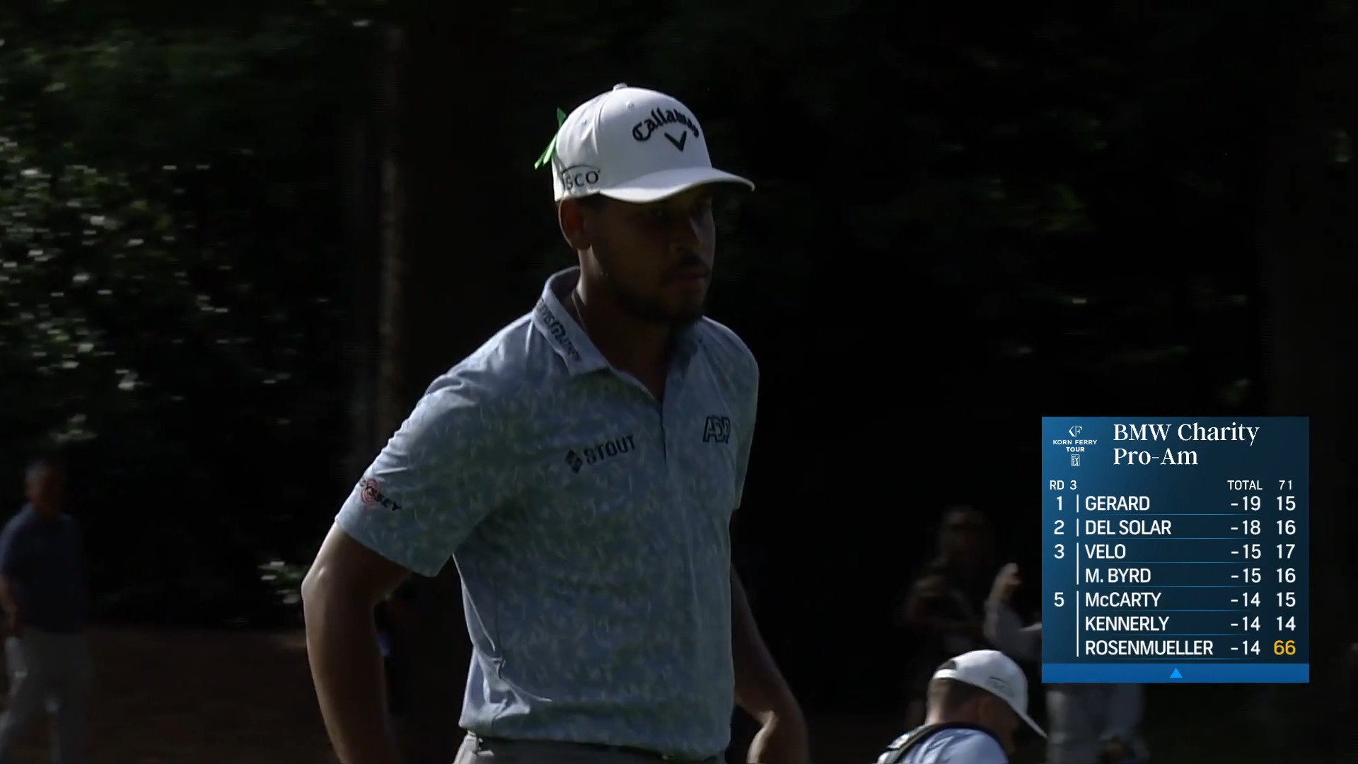 Marcus Byrd chips in for eagle at BMW Charity Pro-Am