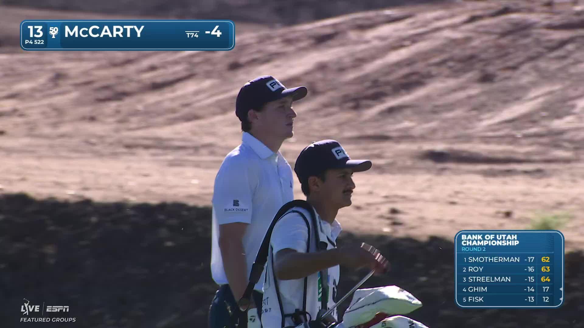 Matt McCarty's 201-yard approach sets up birdie on No. 13 at Bank of Utah