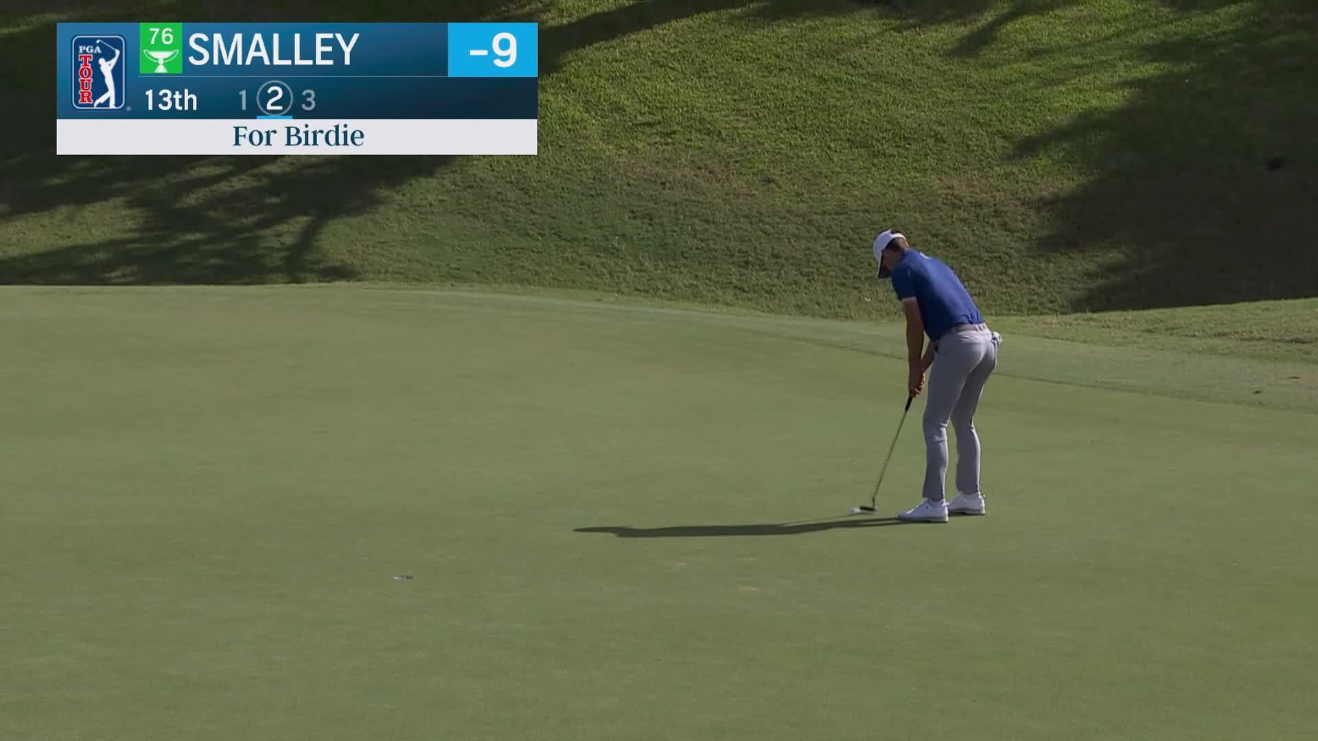 Alex Smalley makes birdie putt on No. 13 at Butterfield Bermuda