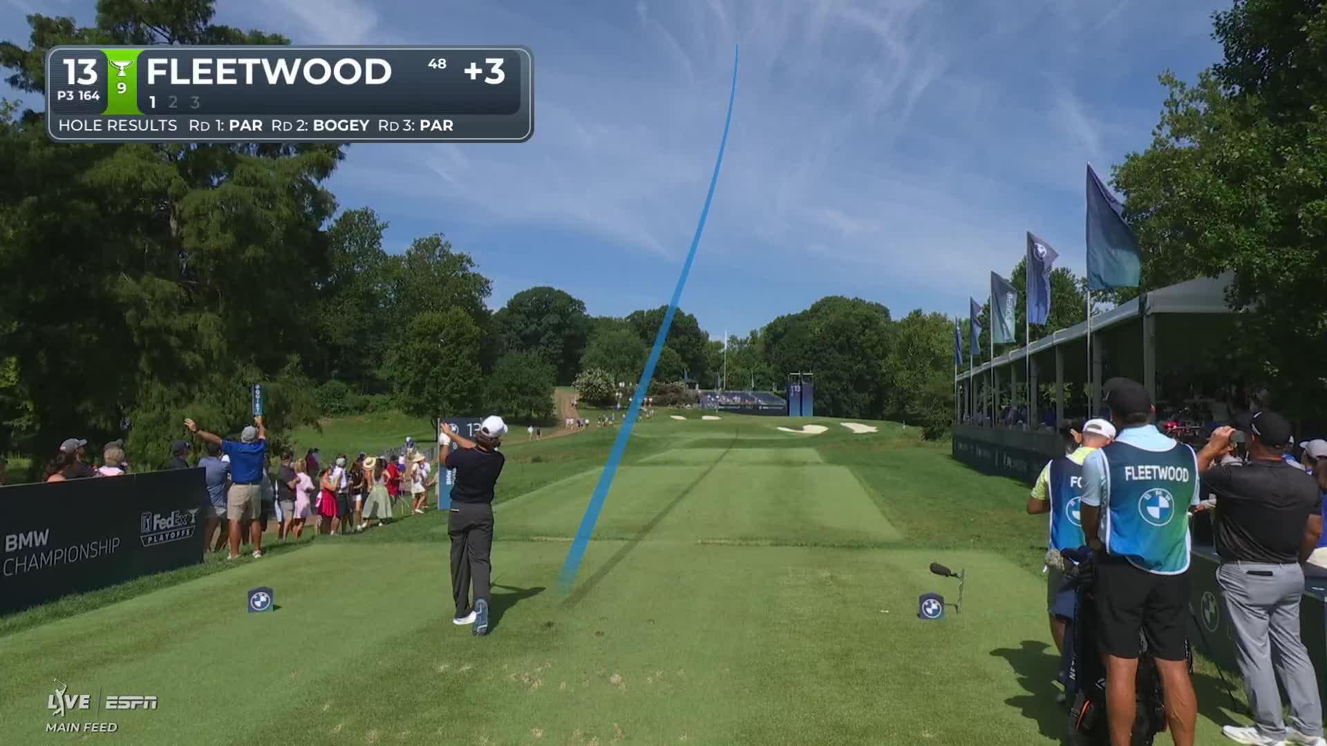Tommy Fleetwood hits tee shot to 5 feet, sets up birdie on No. 13 at BMW Championship