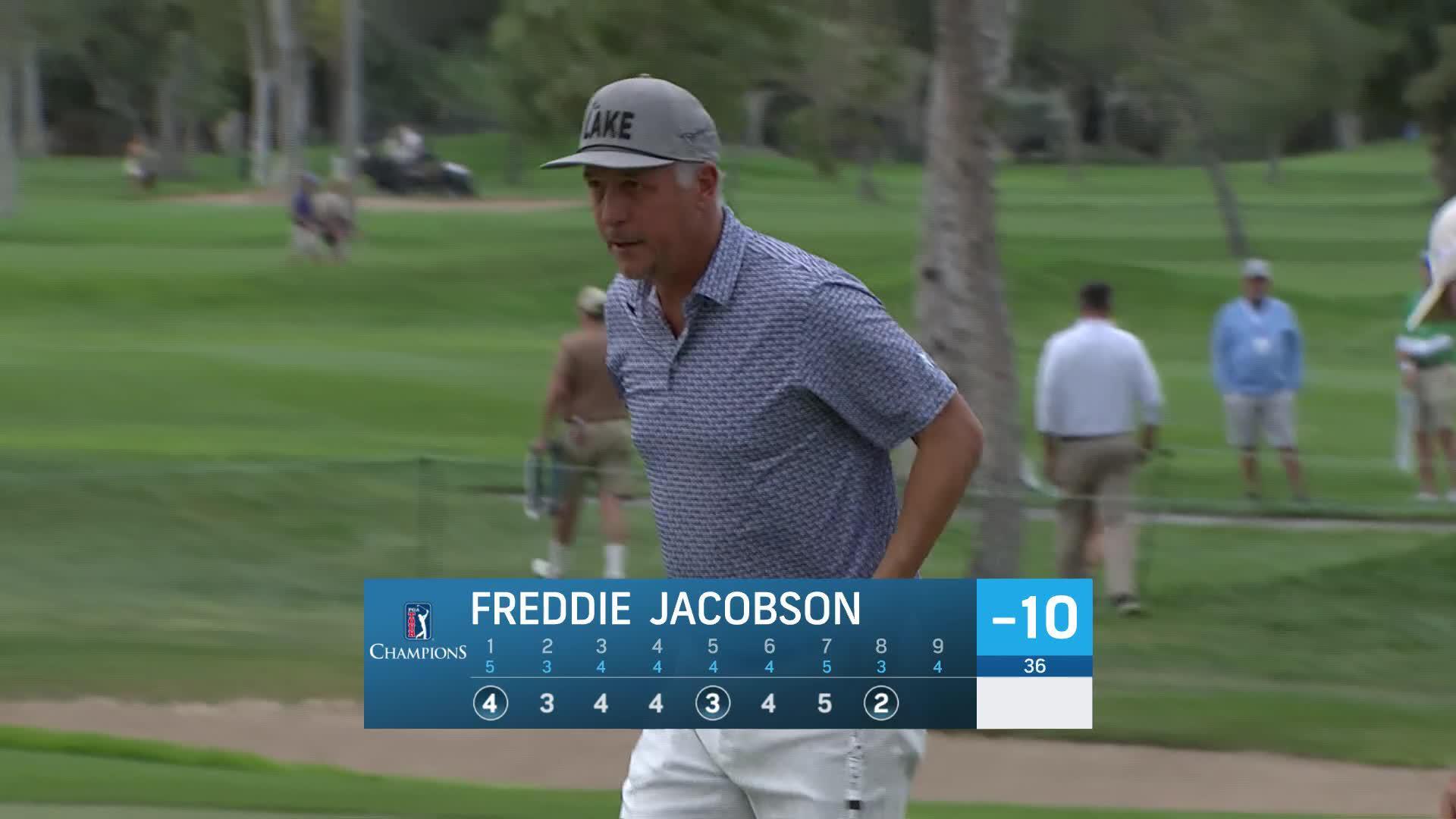 Freddie Jacobson holes out for birdie on No. 8 at Charles Schwab Cup Championship
