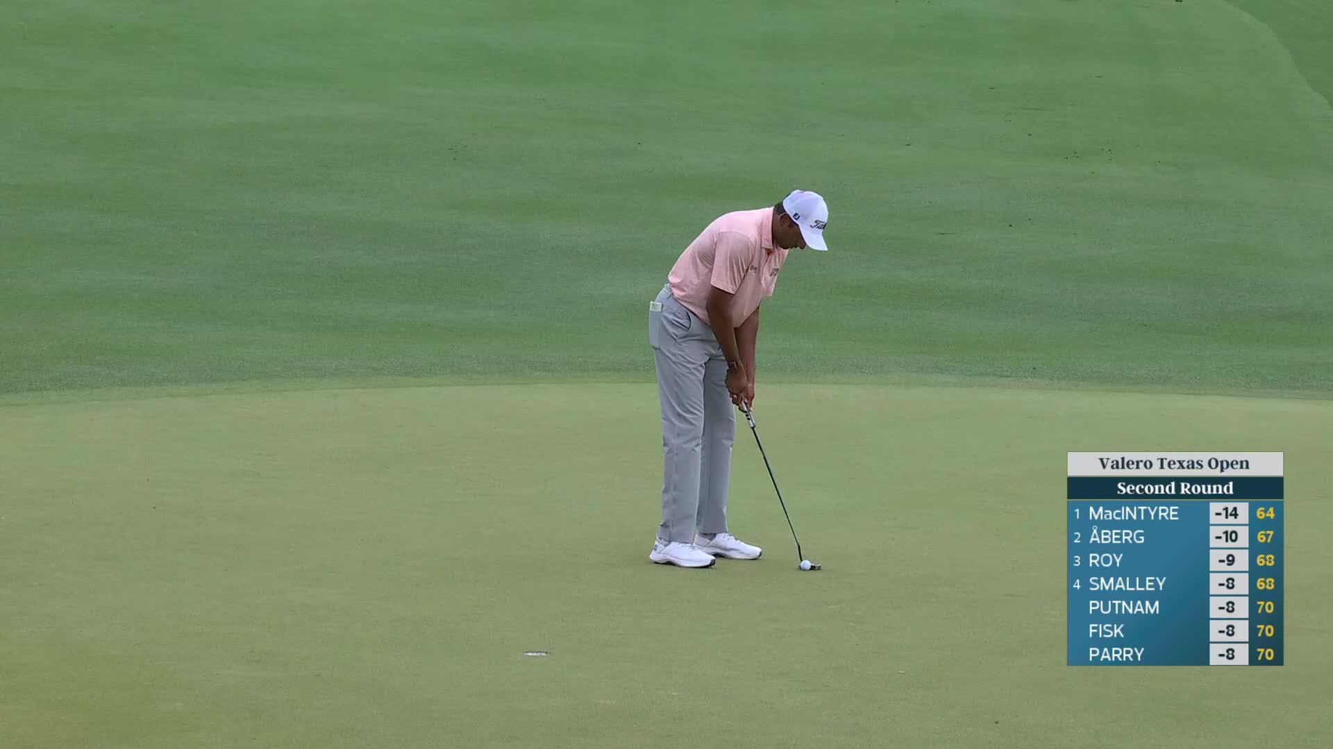 Sudarshan Yellamaraju drains 10-foot birdie putt on No. 5 at Valero