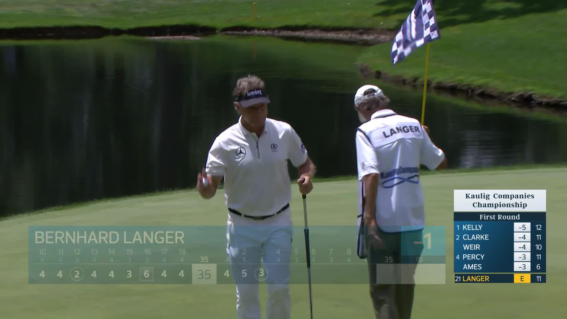 Bernhard Langer makes birdie on No. 3 at Kaulig Companies Championship