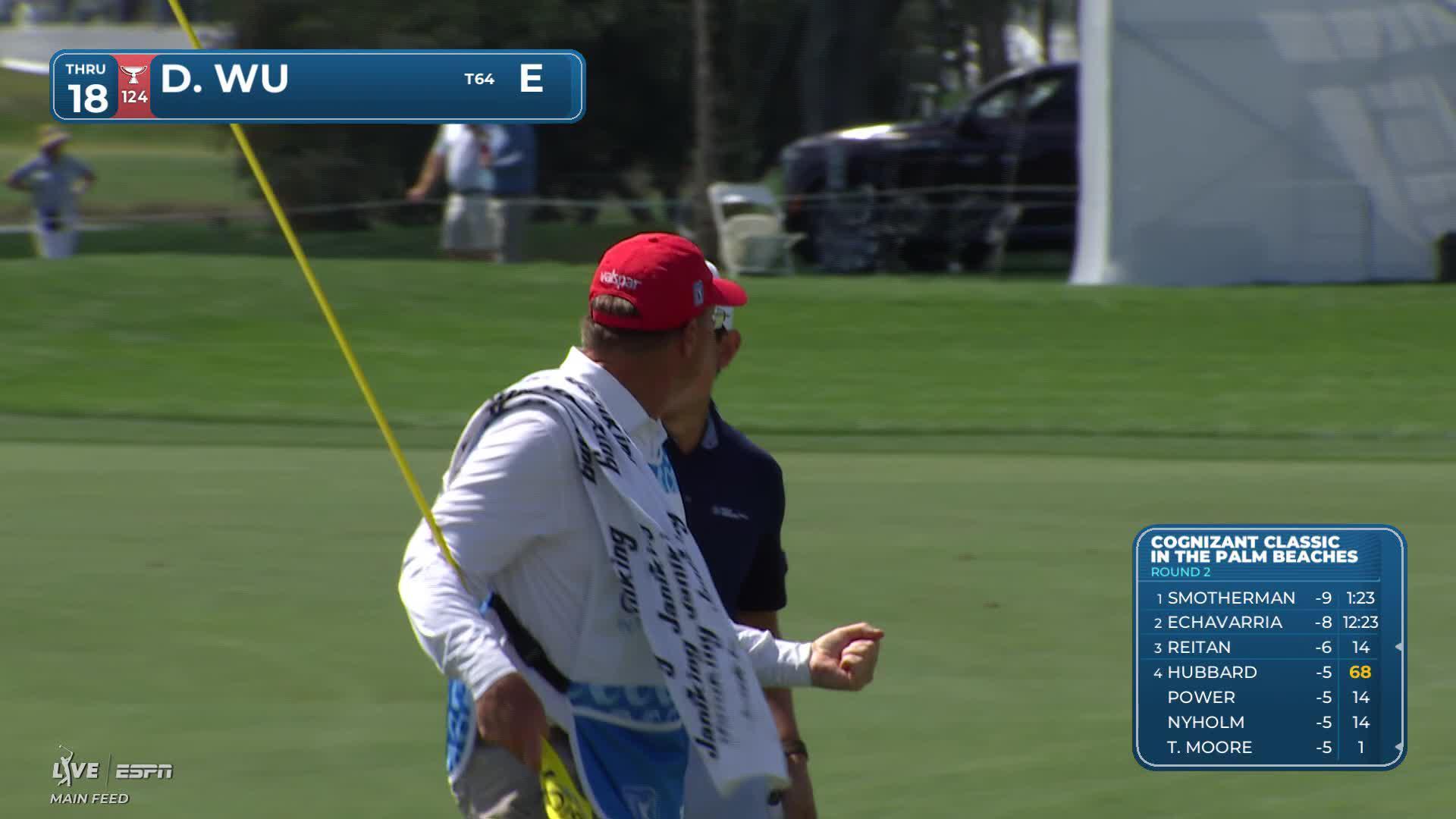 Dylan Wu holes out 39-foot eagle putt on No. 18 at Cognizant Classic