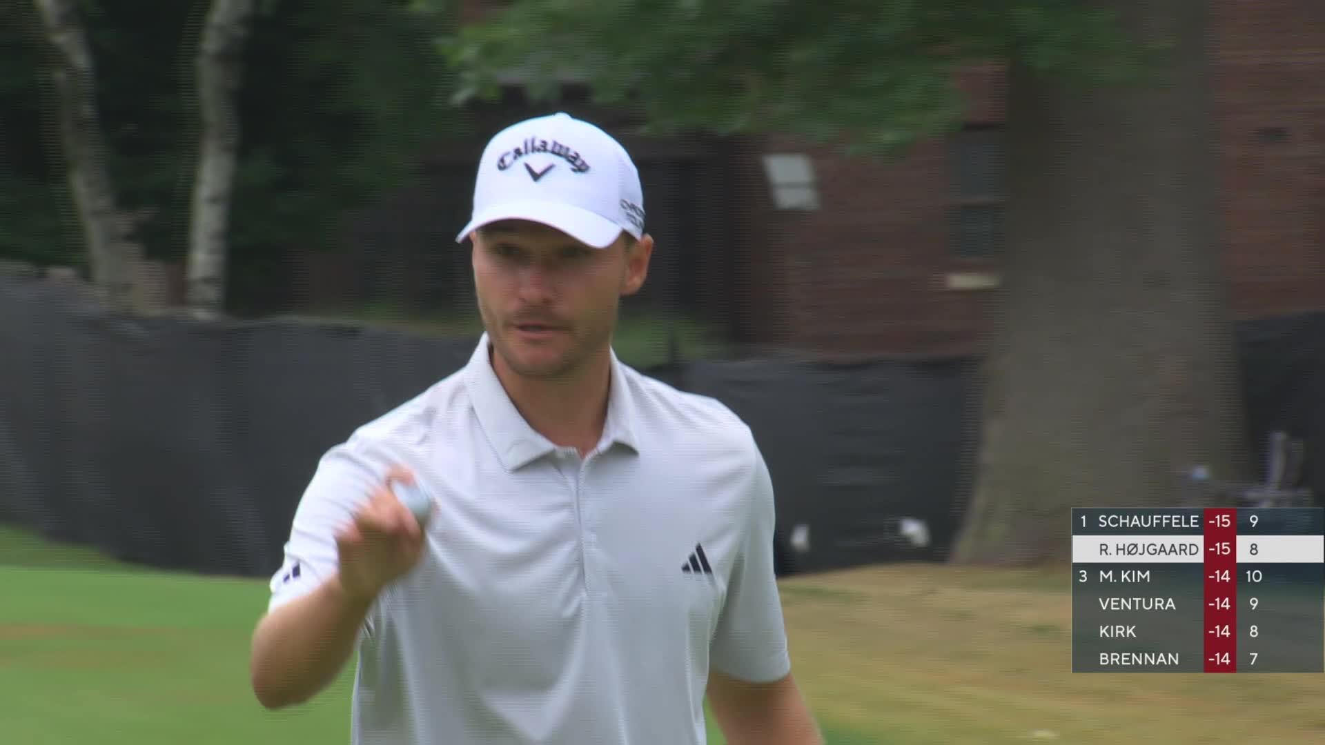 Rasmus Højgaard sinks 14-foot putt for birdie on No. 8 at Rocket Classic