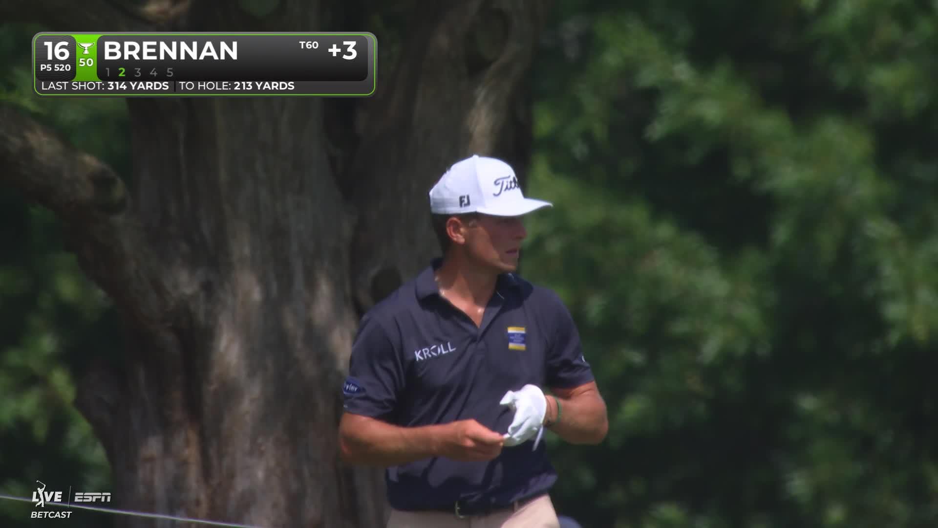 Michael Brennan drains 5-foot putt for birdie on No. 16 at FedEx St. Jude