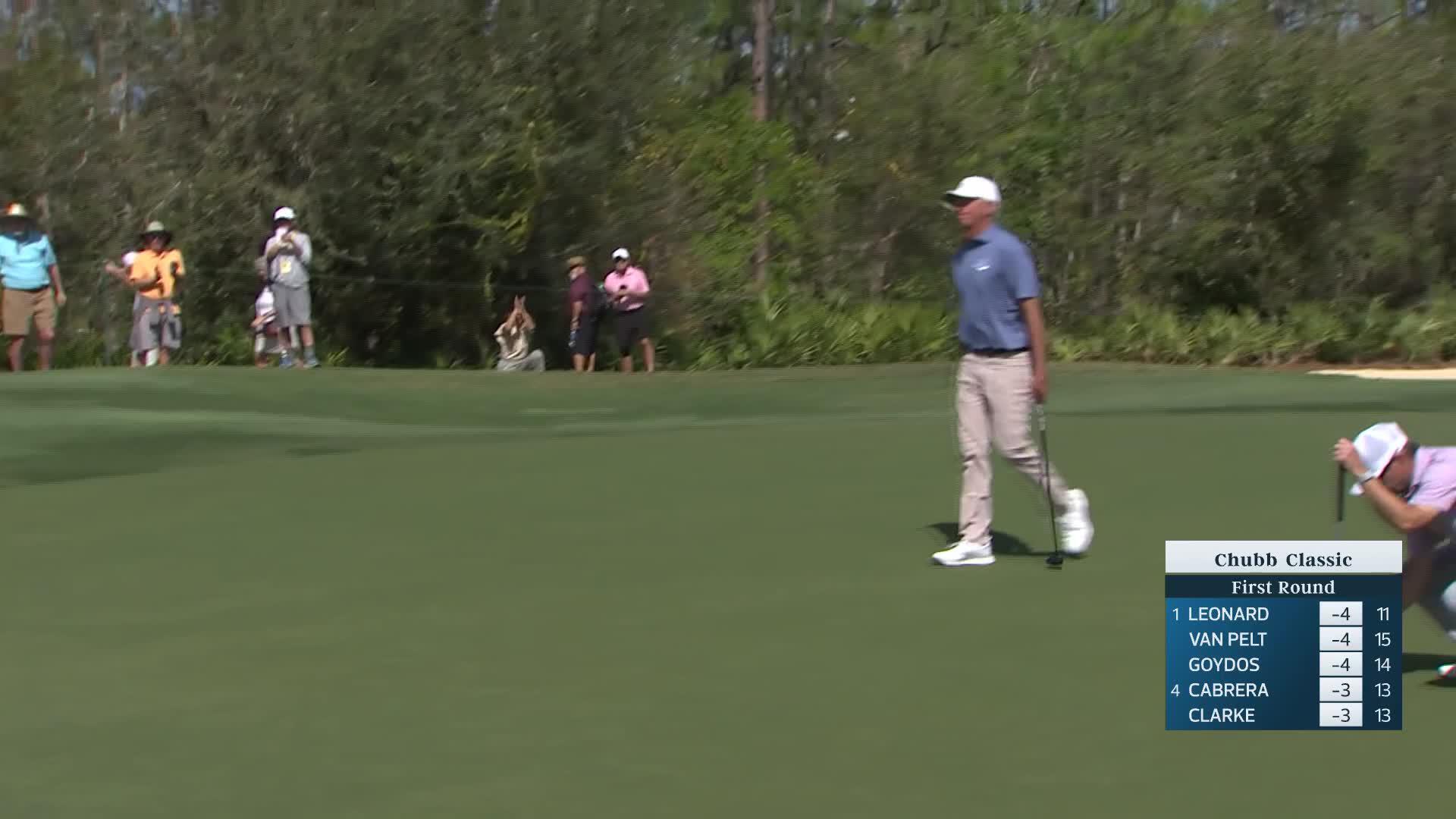 Bo Van Pelt makes eagle putt on No. 15 at Chubb Classic