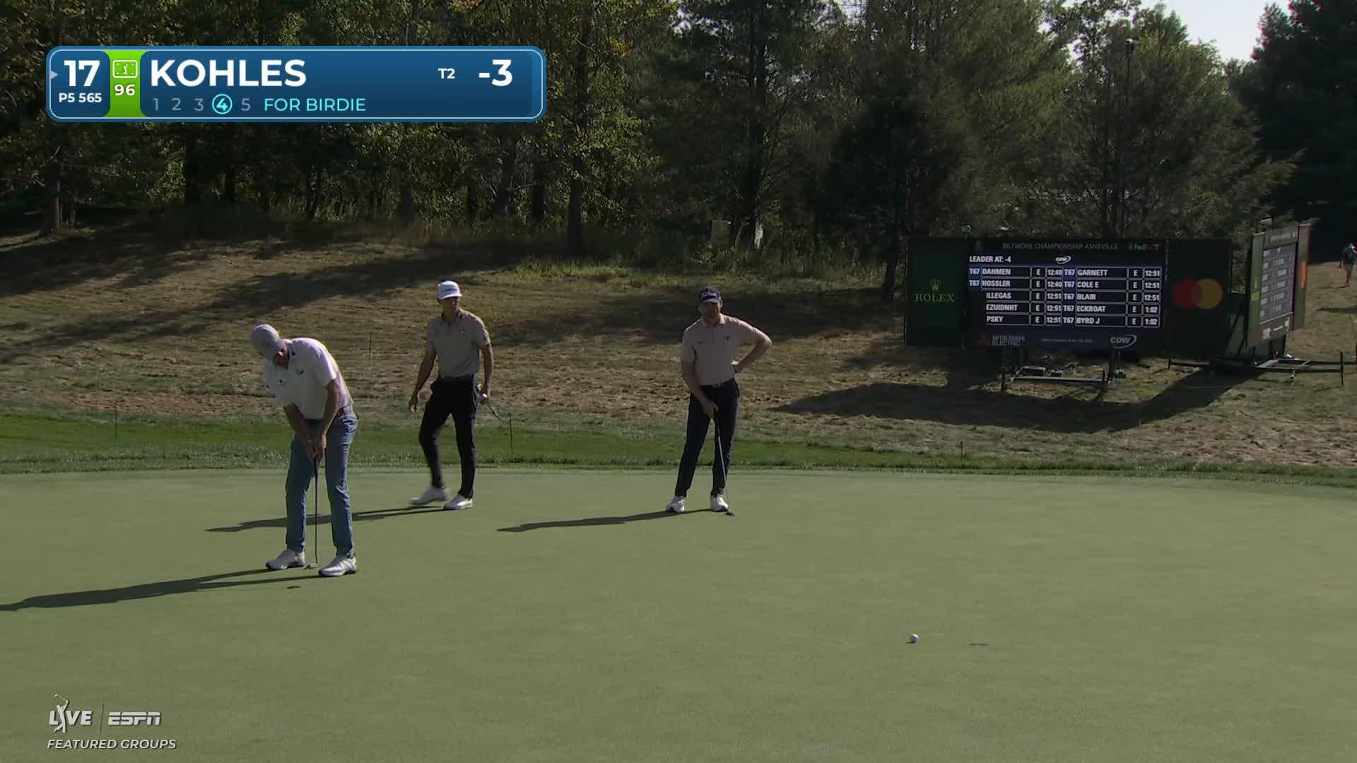 Ben Kohles sinks 16-foot putt for birdie on No. 17 at Biltmore Championship