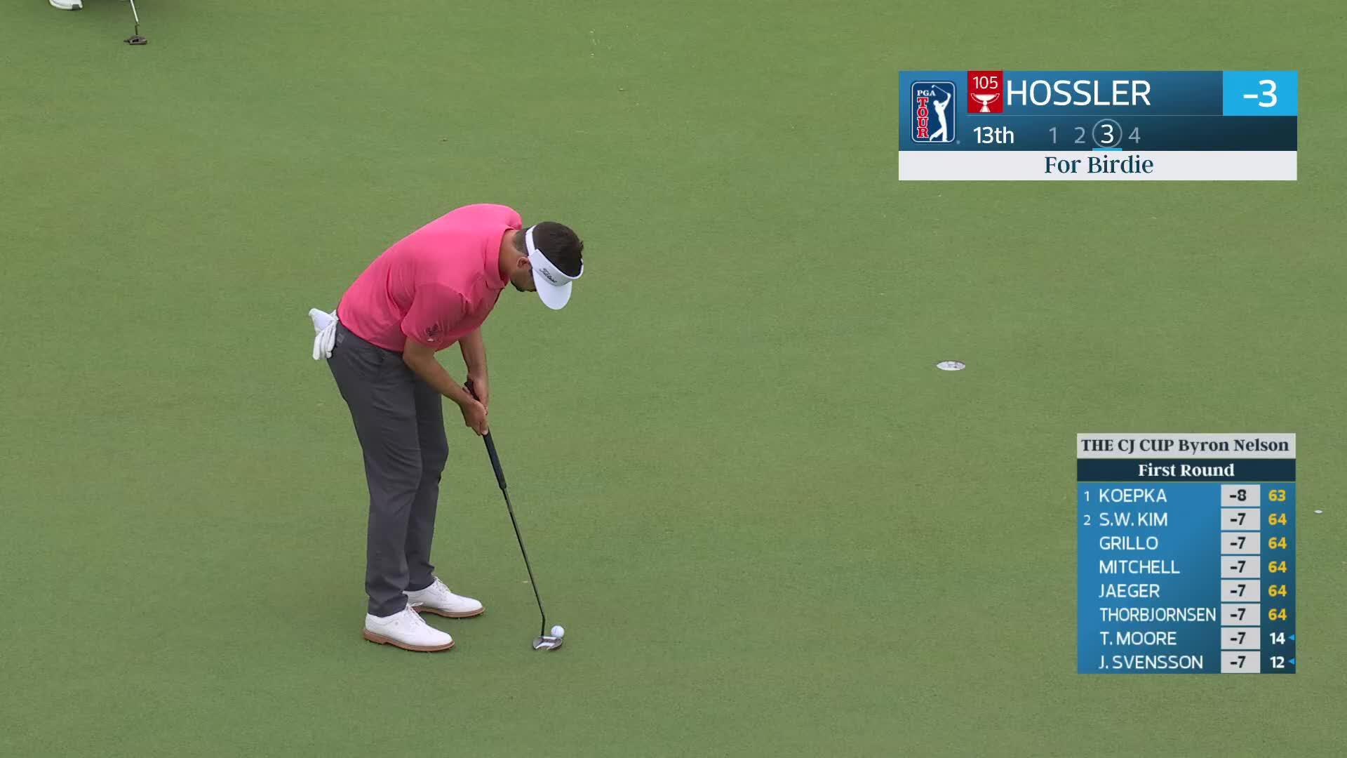 Beau Hossler sinks 10-foot putt for birdie on No. 13 at THE CJ CUP