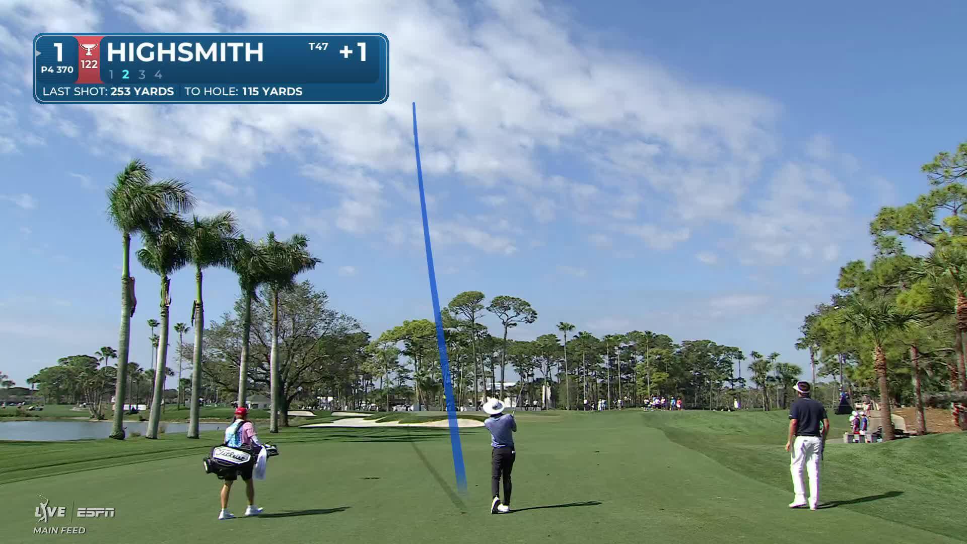 Joe Highsmith hits 115-yard approach to 4 feet, sets up birdie on No. 1 at Cognizant Classic