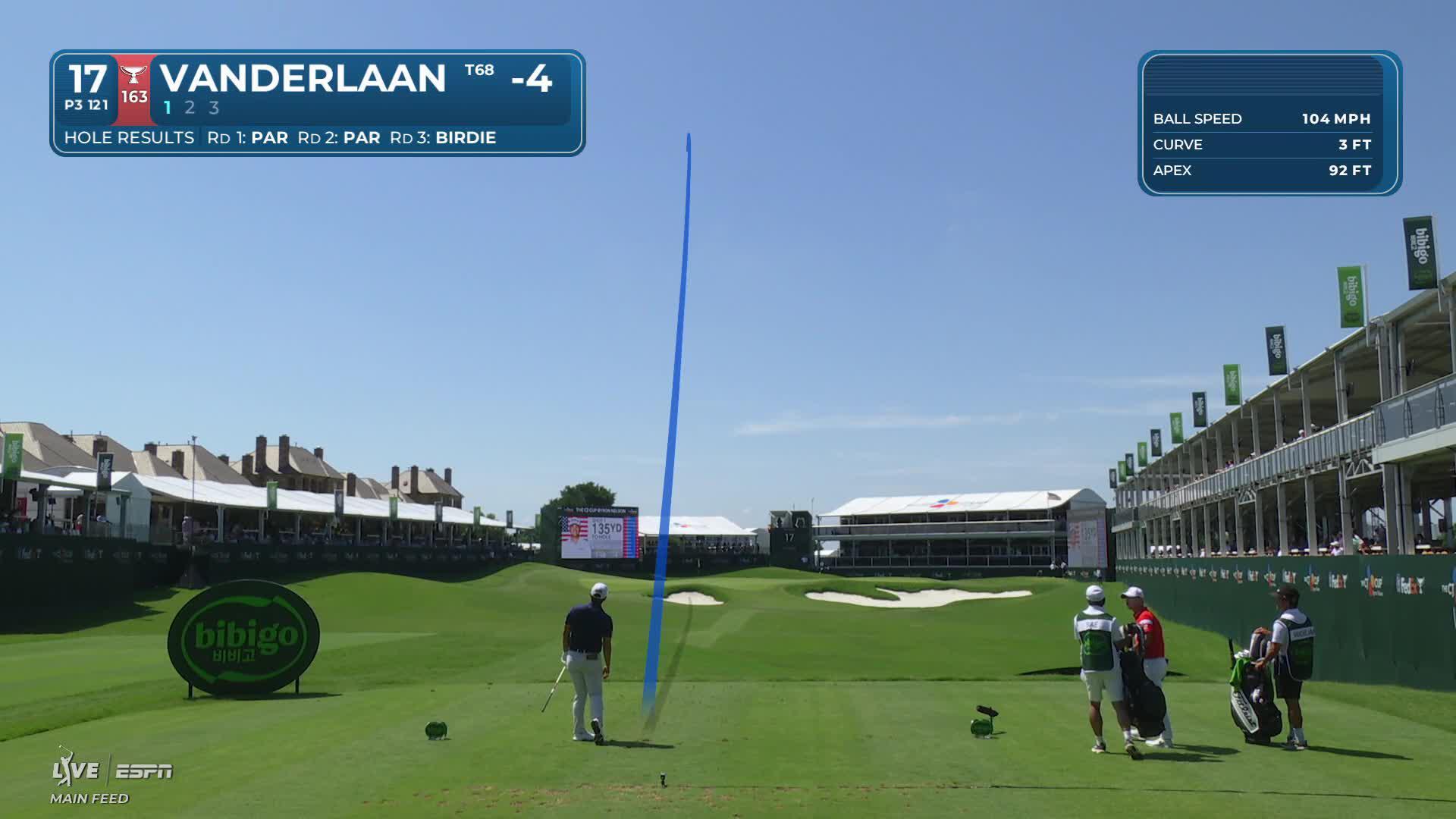 John VanDerLaan hits tee shot to 4 feet, sets up birdie on No. 17 at THE CJ CUP