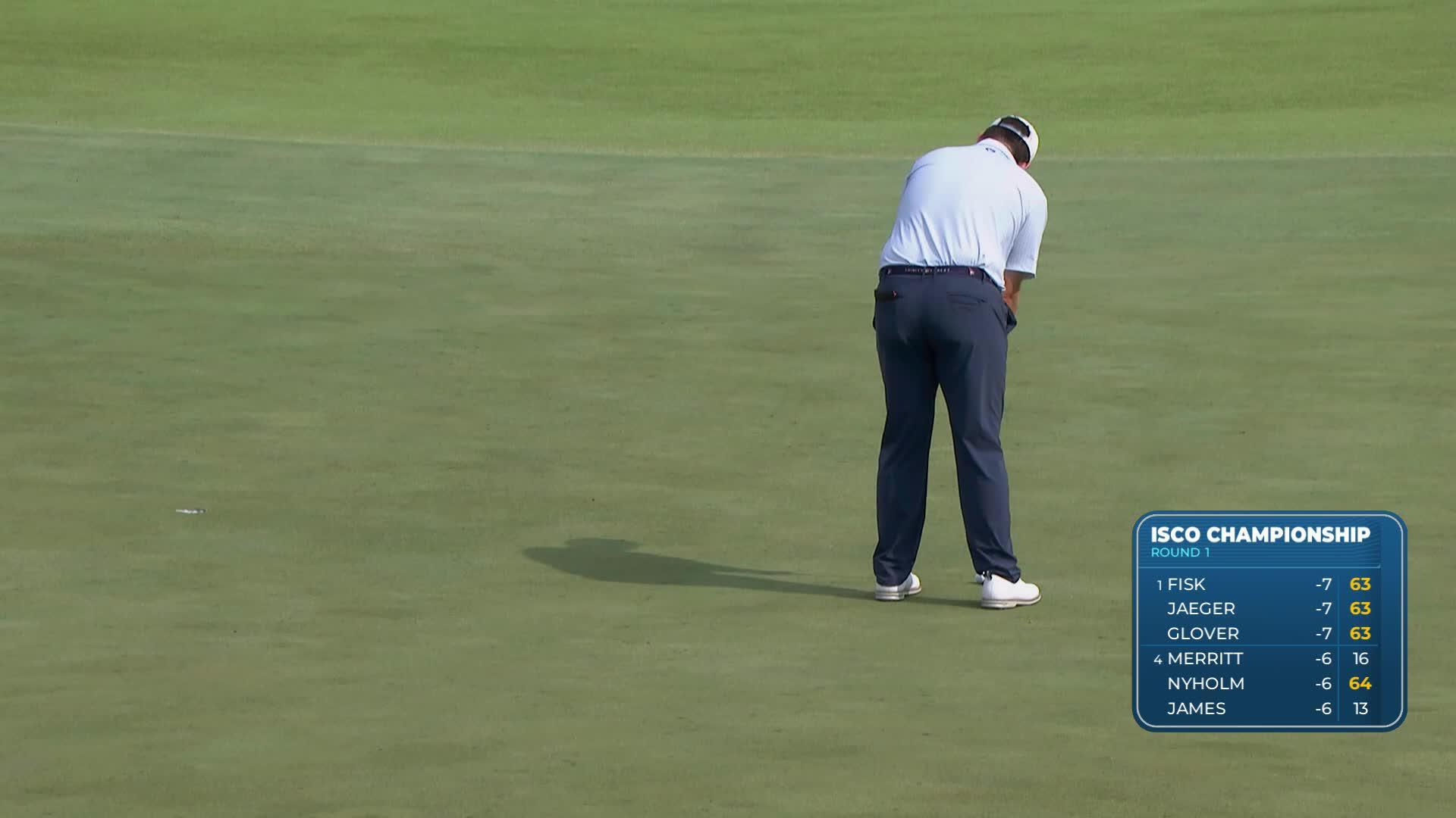 Harry Higgs drains 10-foot putt for birdie on No. 16 at ISCO Championship