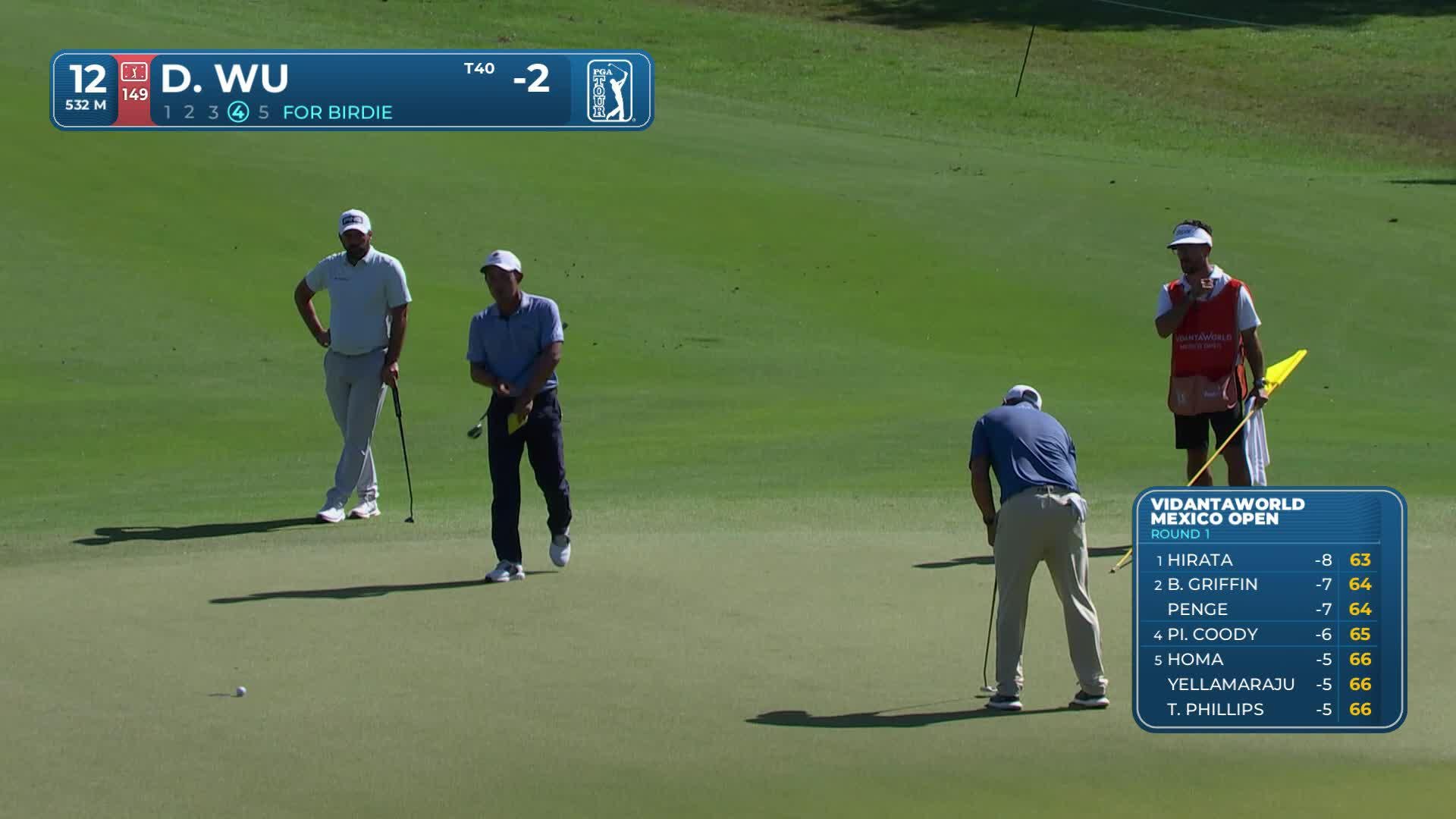 Dylan Wu sinks 10-foot birdie putt on No. 12 at Mexico Open