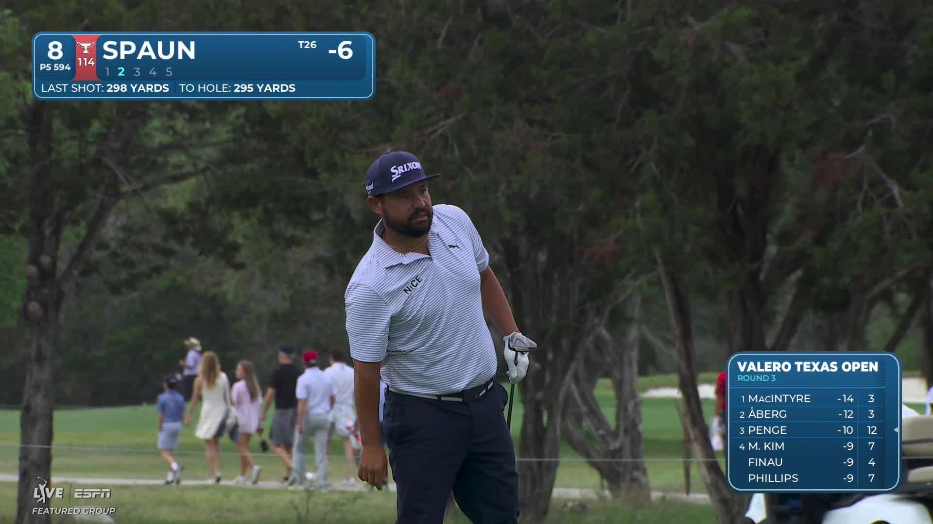 J.J. Spaun's 284-yard approach sets up birdie on No. 8 at Valero