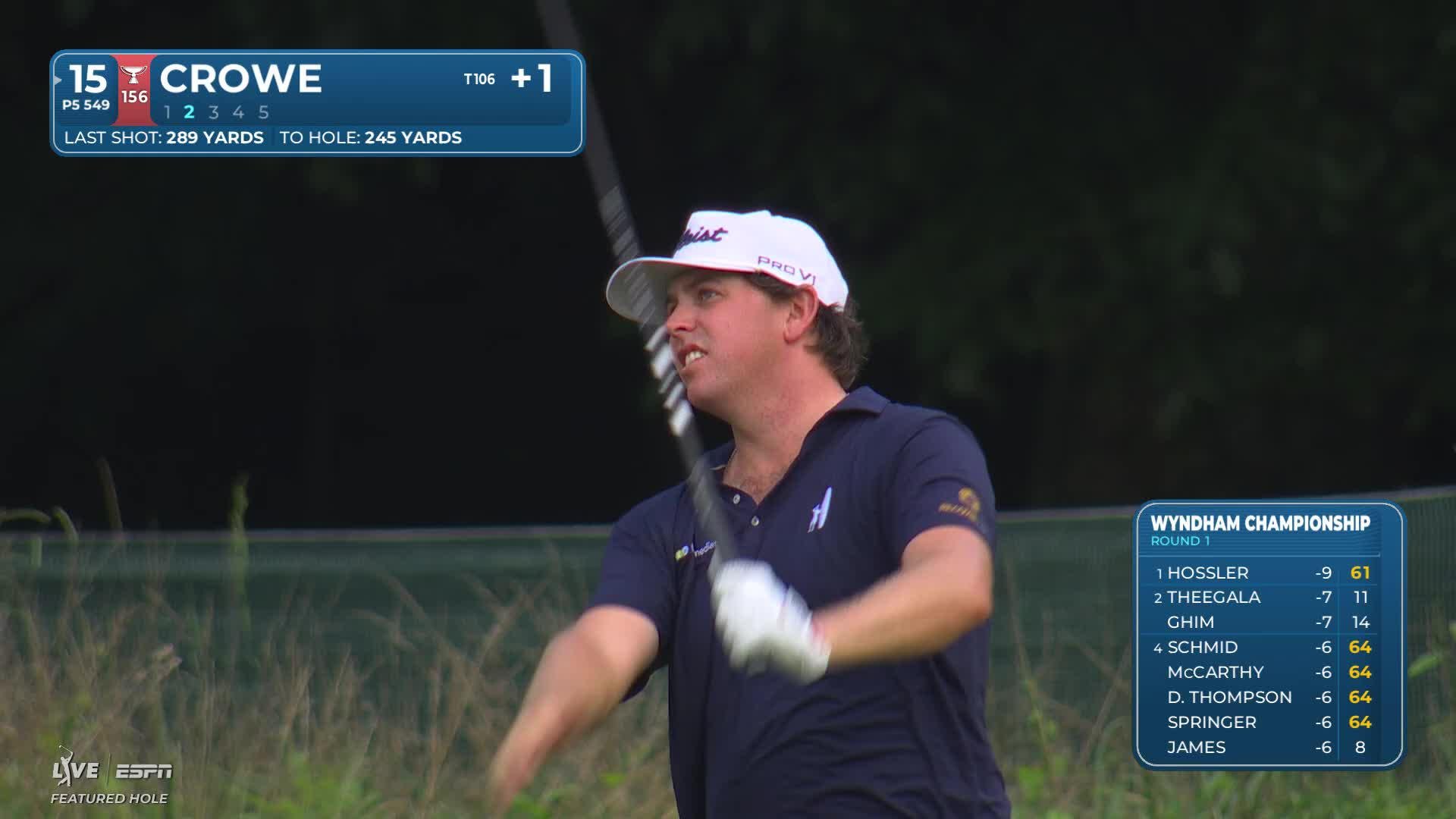 Trace Crowe drains 14-foot birdie putt on No. 15 at Wyndham