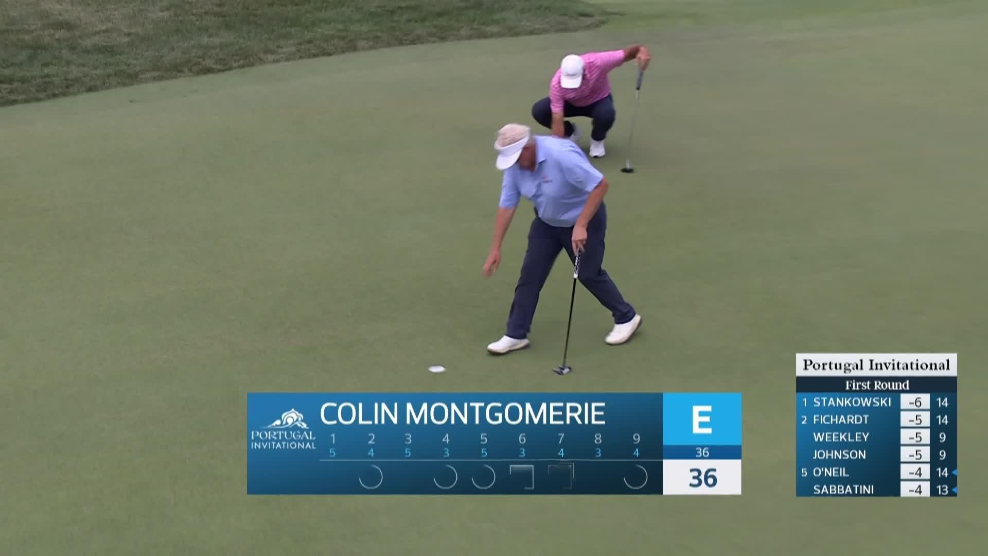 Colin Montgomerie makes birdie on No. 9 at Portugal Invitational