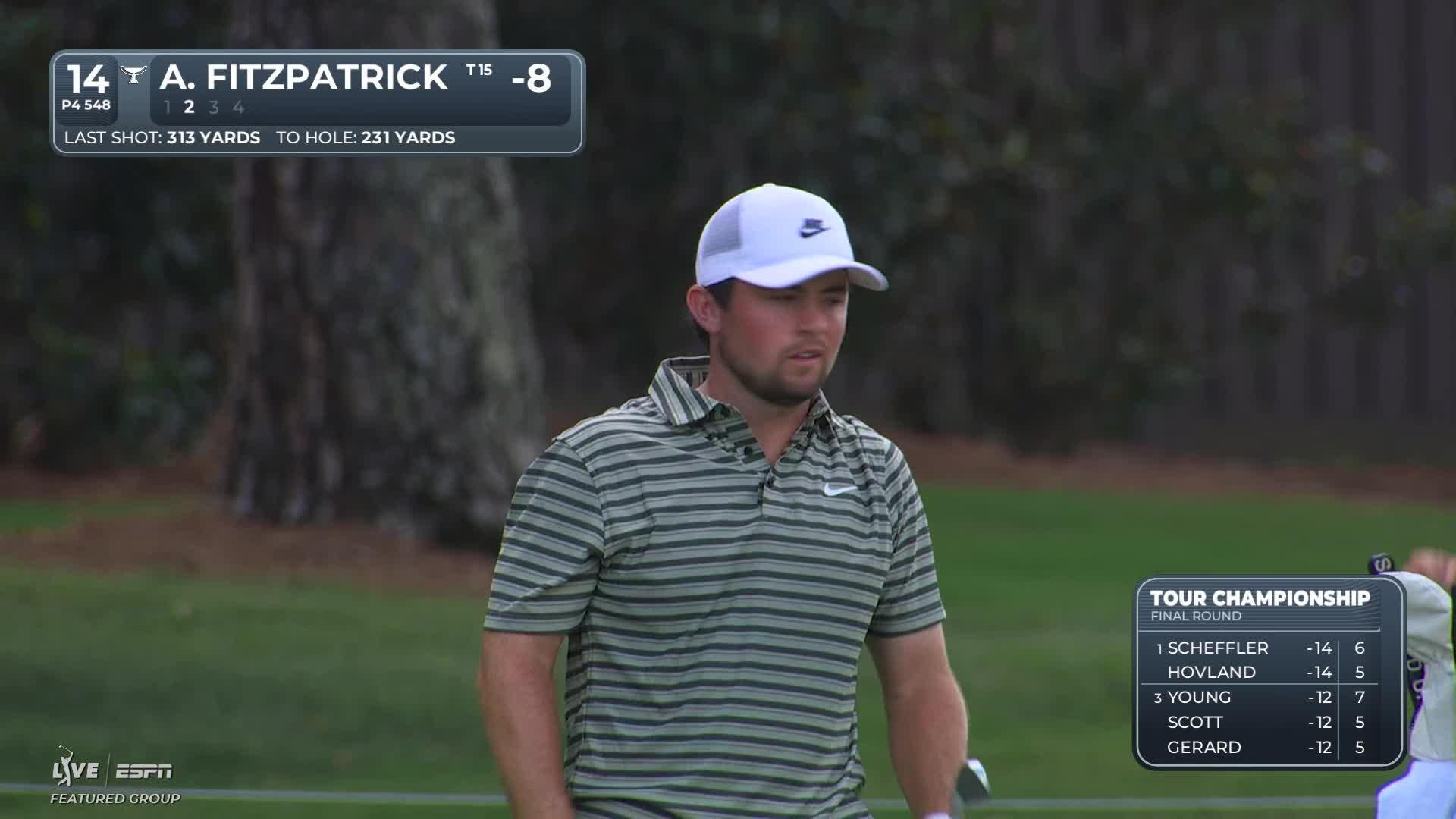Alex Fitzpatrick sinks 31-foot birdie putt on No. 14 at TOUR Championship