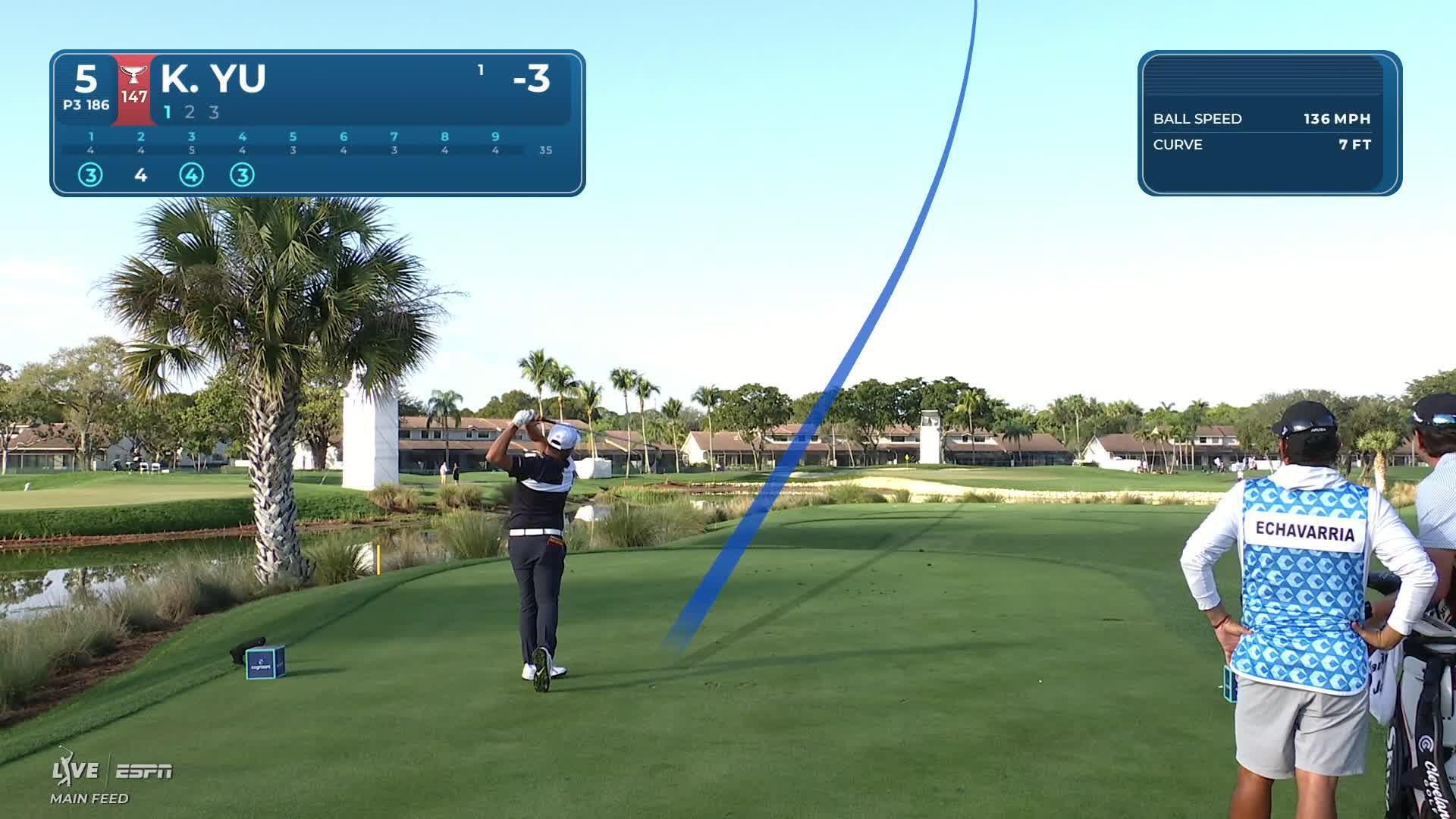 Kevin Yu makes 16-foot birdie putt on No. 5 at Cognizant Classic