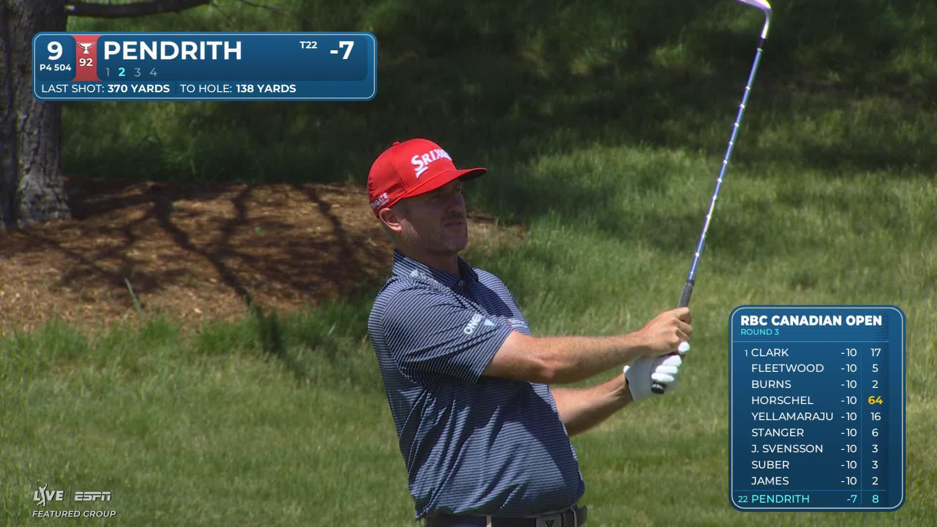 Taylor Pendrith sinks 49-foot birdie putt on No. 9 at RBC Canadian