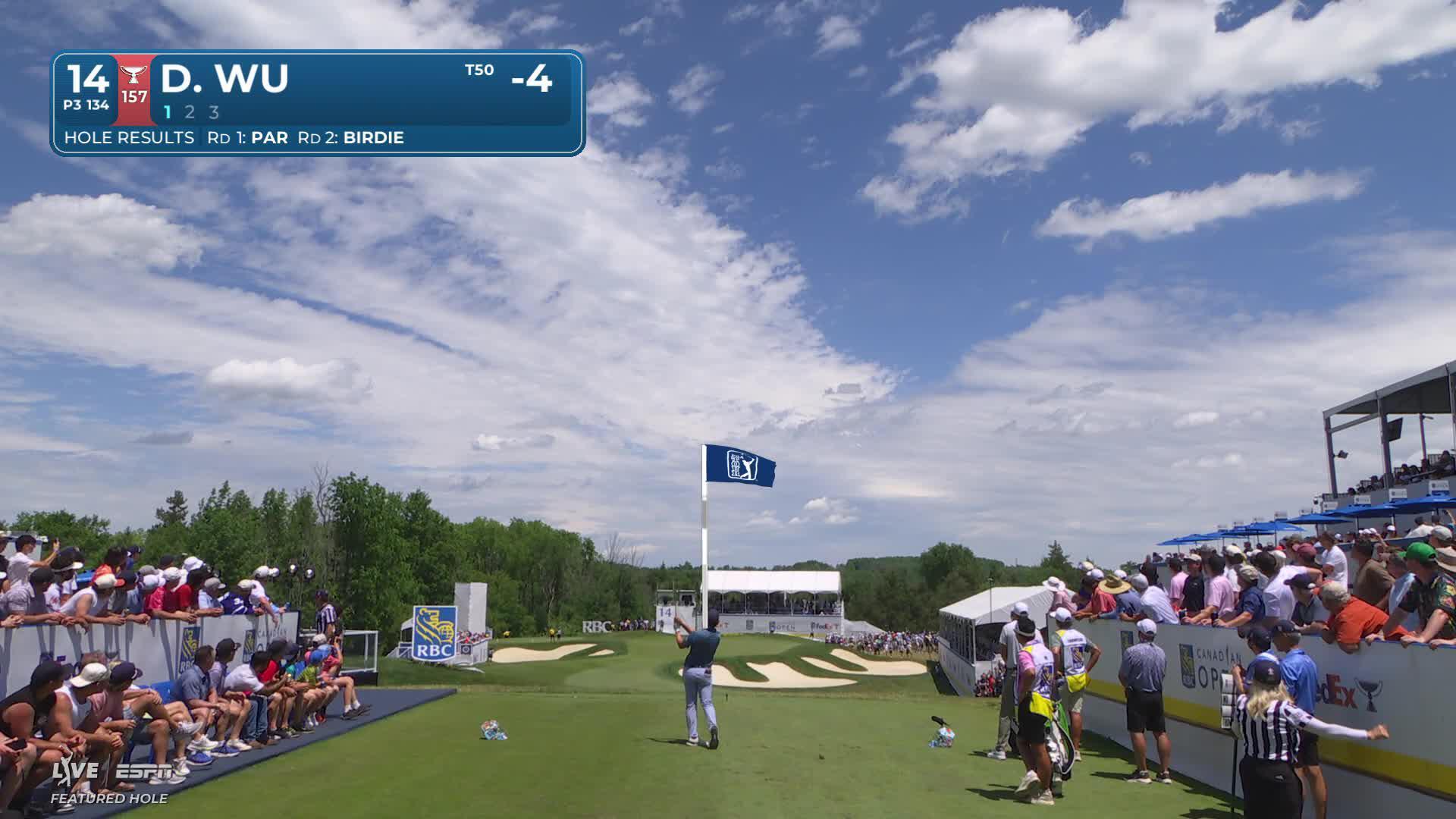 Dylan Wu hits tee shot to 12 feet, sets up birdie on No. 14 at RBC Canadian